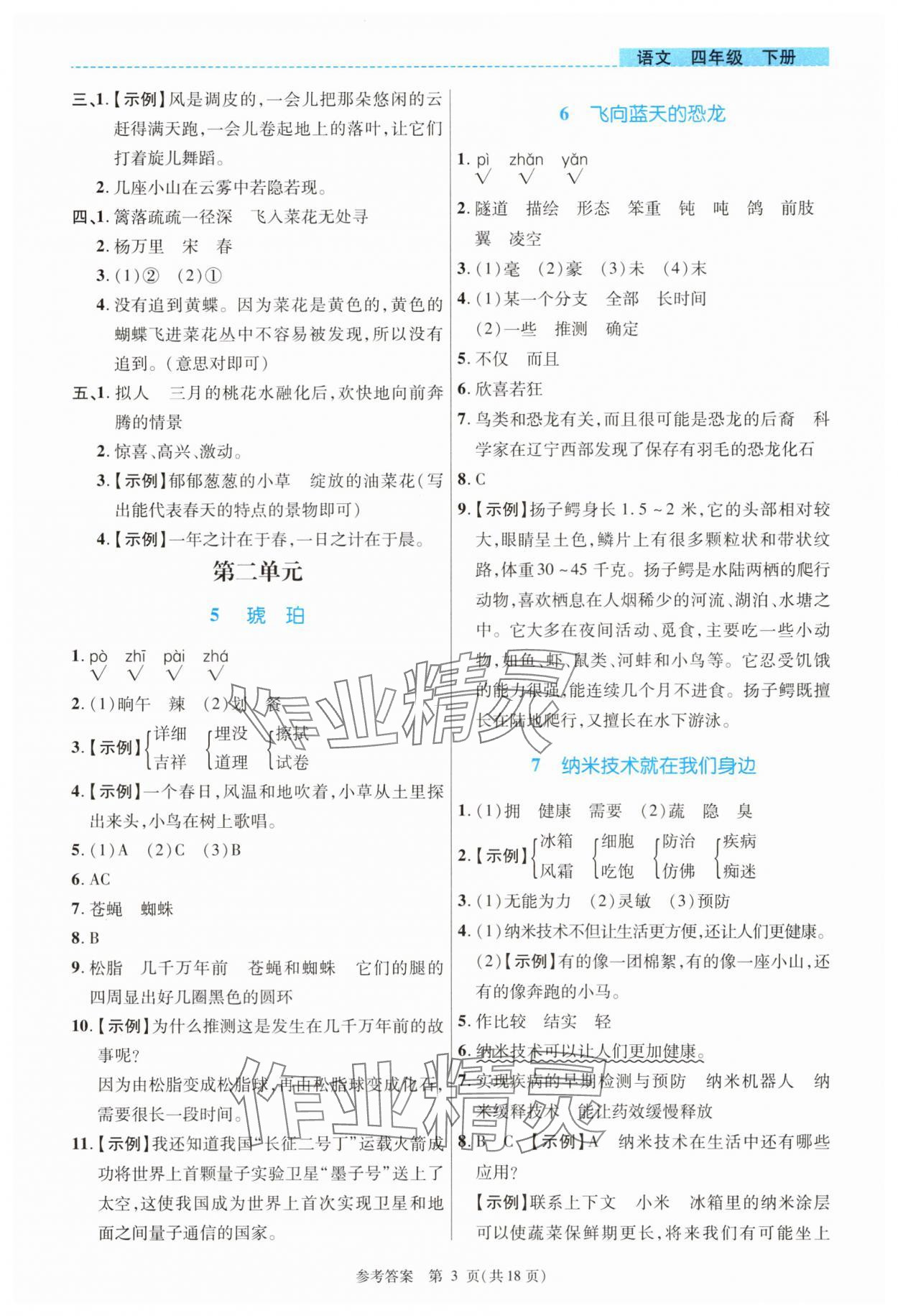 2025年課內(nèi)課外直通車(chē)四年級(jí)語(yǔ)文下冊(cè)人教版河南專(zhuān)版 參考答案第3頁(yè)