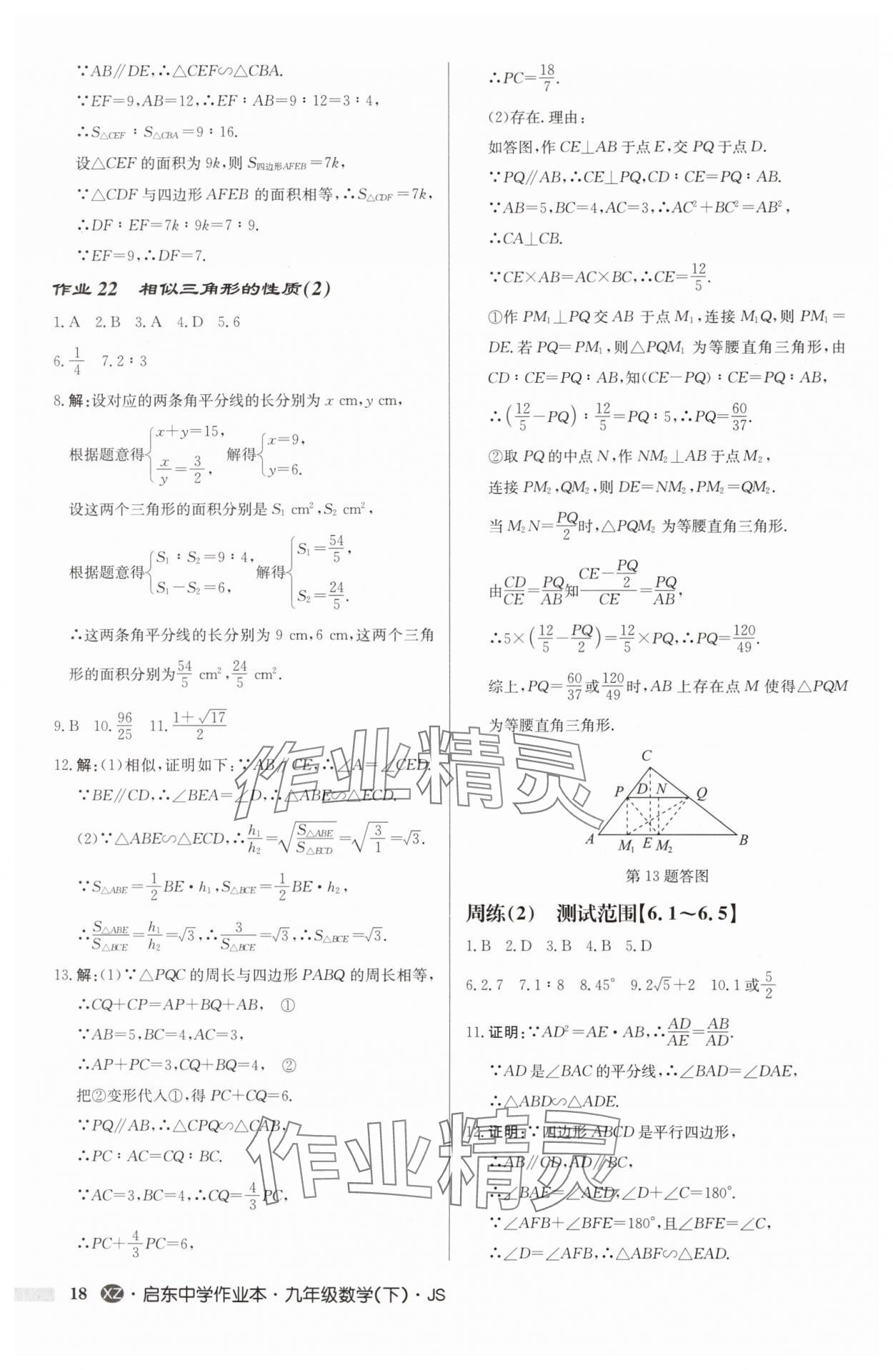 2025年启东中学作业本九年级数学下册苏科版徐州专版 第18页