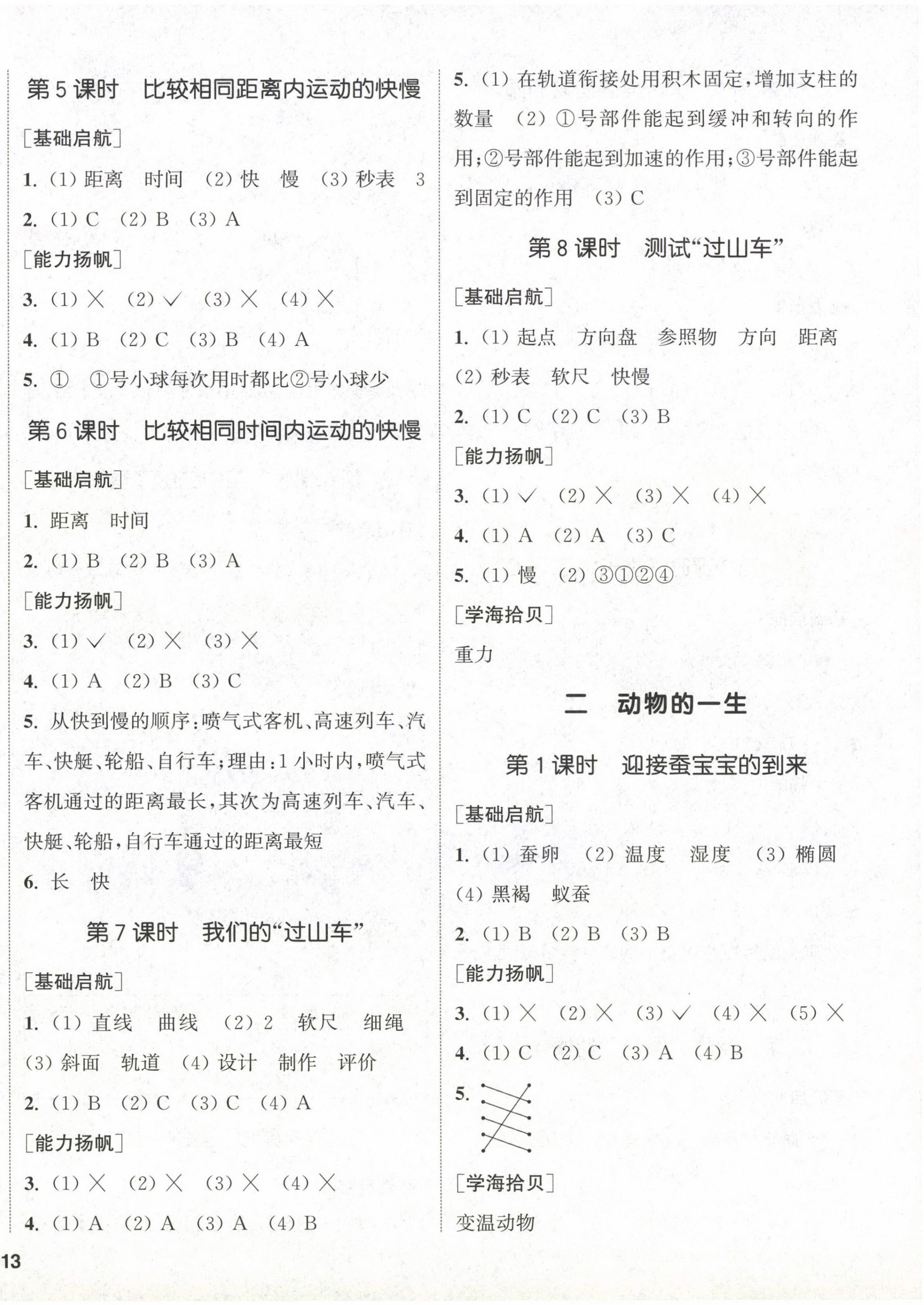 2024年通城学典课时作业本三年级科学下册教科版 参考答案第2页