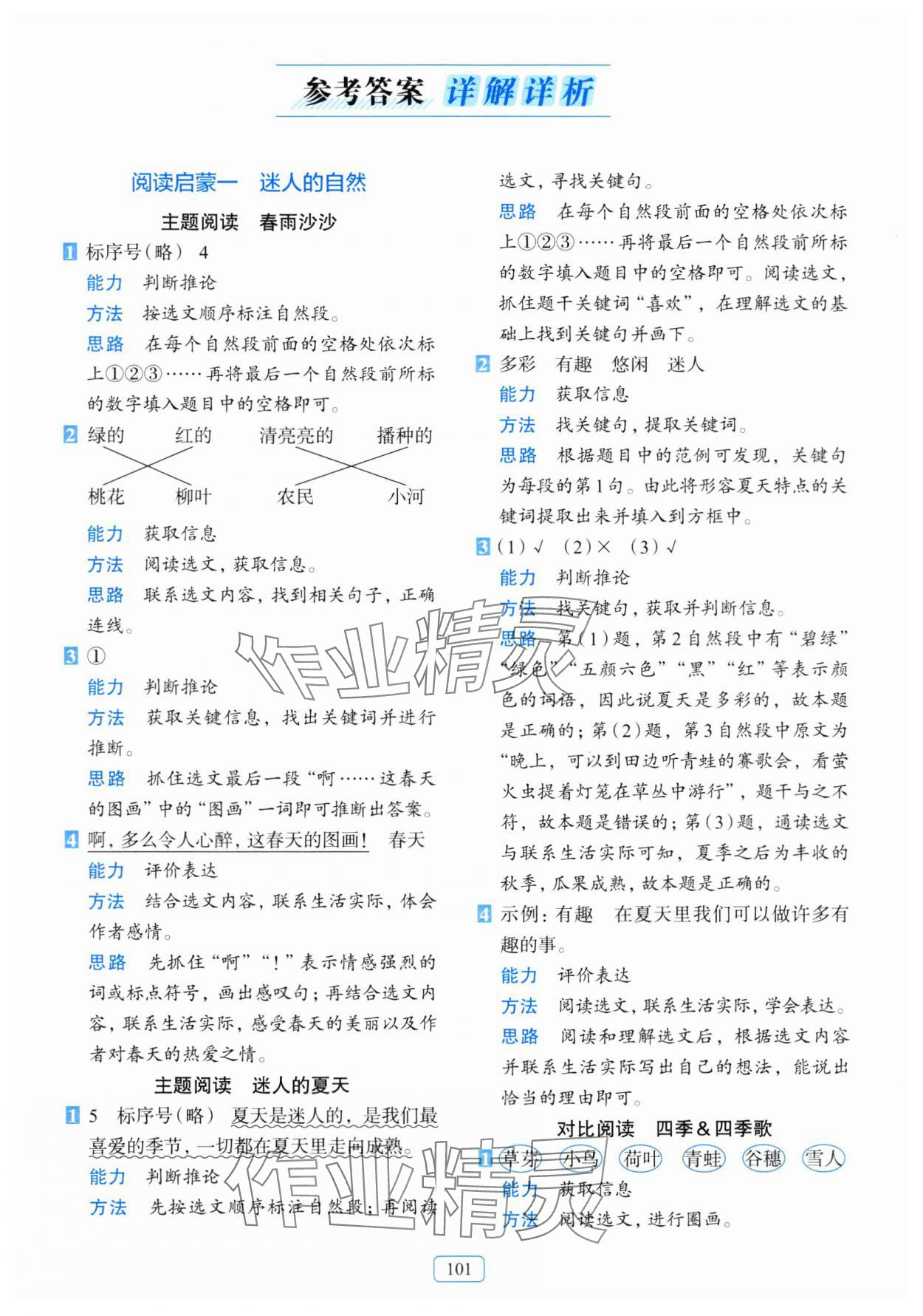 2024年知行合閱讀主題拓展訓(xùn)練一年級(jí)語文全一冊(cè)人教版 參考答案第1頁