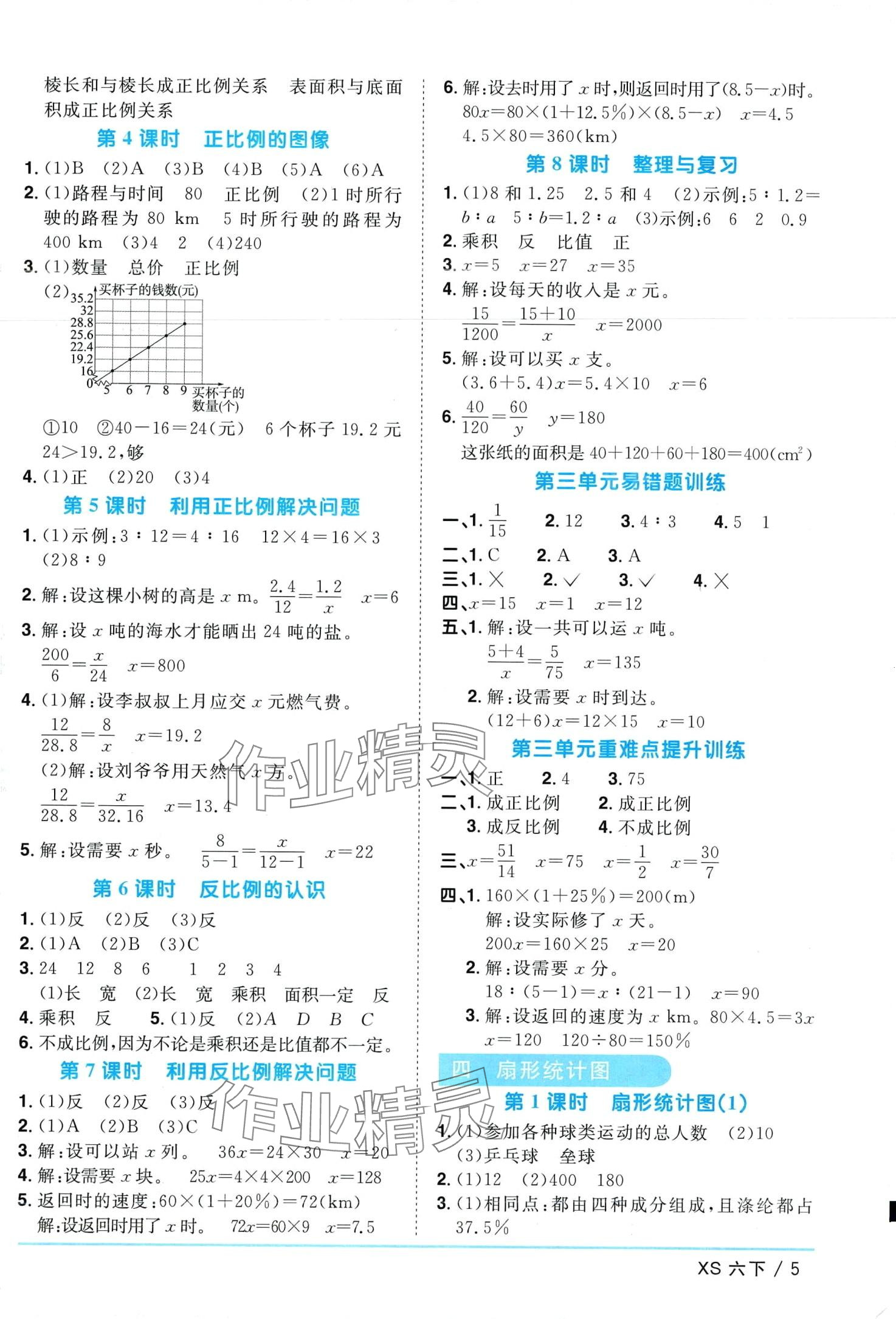 2024年阳光同学课时优化作业六年级数学下册西师大版 第5页