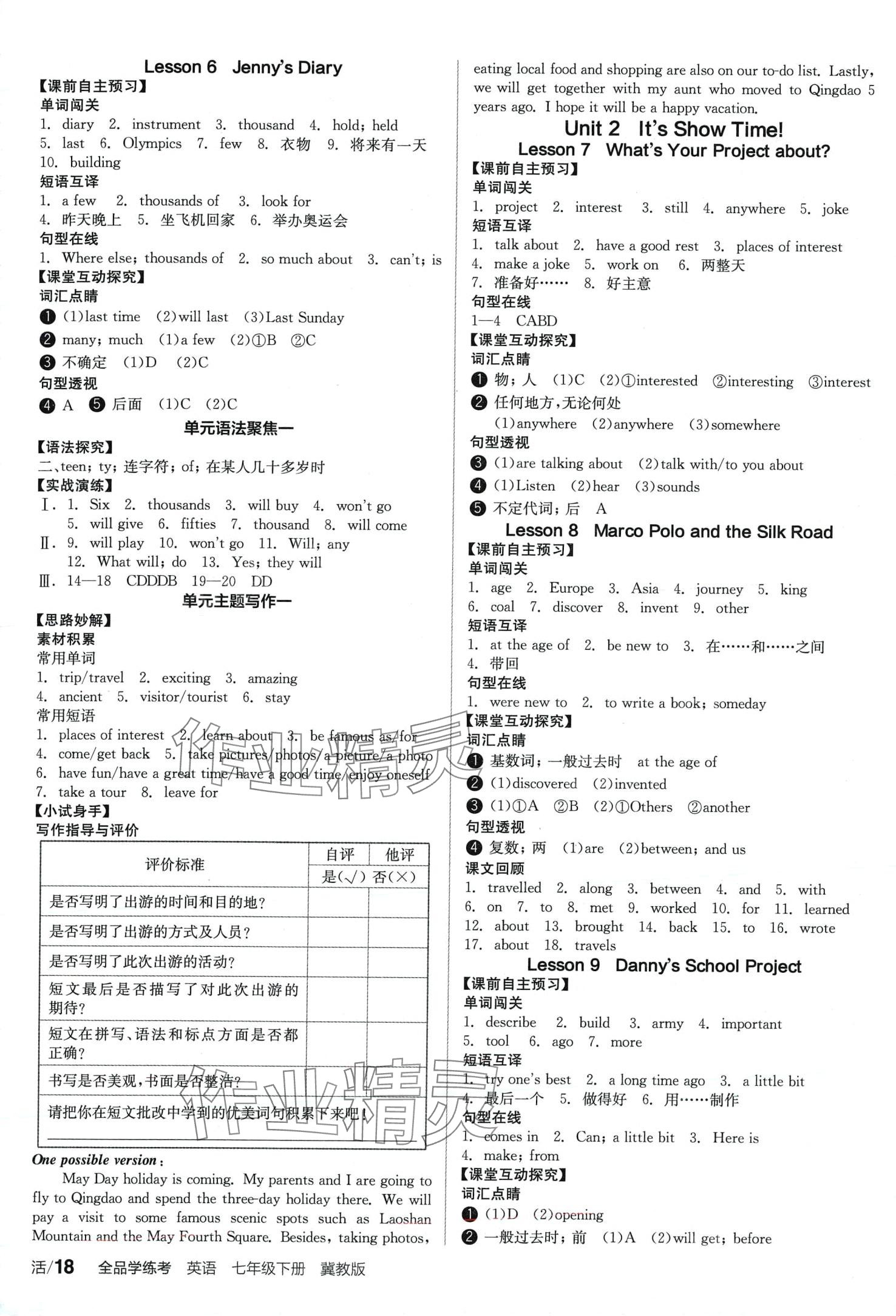 2024年全品學(xué)練考七年級(jí)英語(yǔ)下冊(cè)冀教版 第2頁(yè)