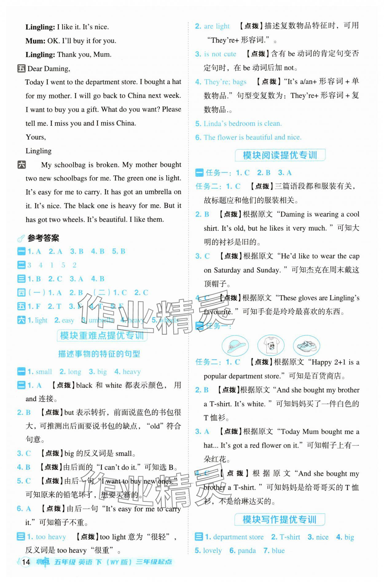 2025年綜合應用創新題典中點五年級英語下冊外研版 參考答案第14頁