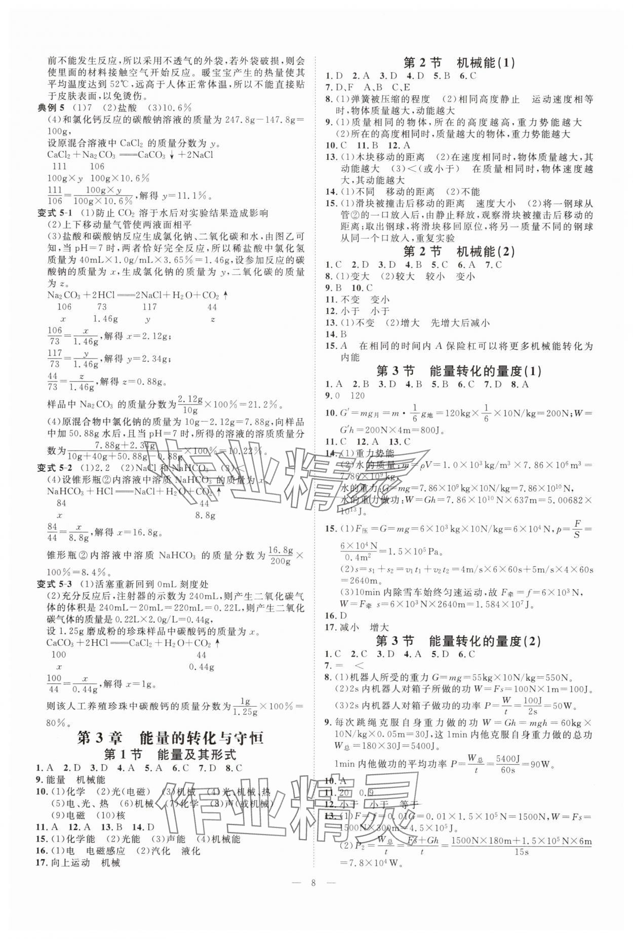 2025年全效學(xué)習(xí)九年級(jí)科學(xué)全一冊(cè)浙教版 參考答案第7頁(yè)