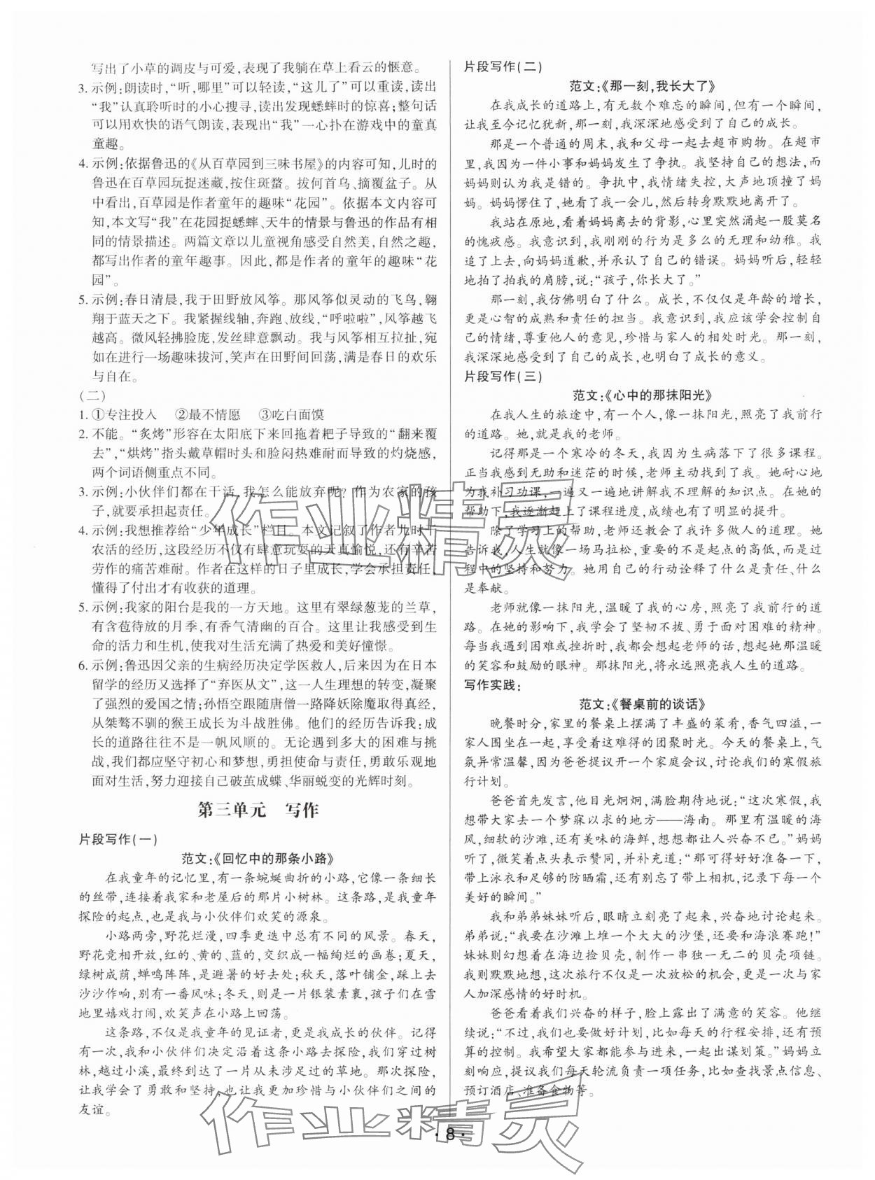 2025年基础精练七年级语文上册人教版深圳专版 第8页