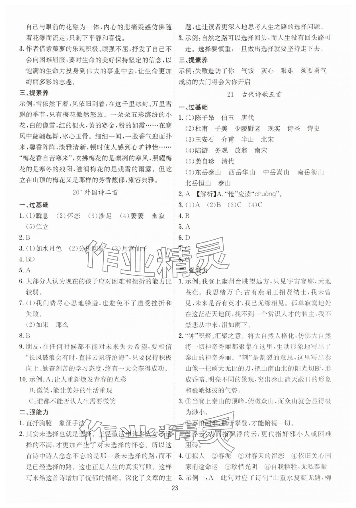 2025年考點專練七年級語文下冊人教版深圳專版 第23頁