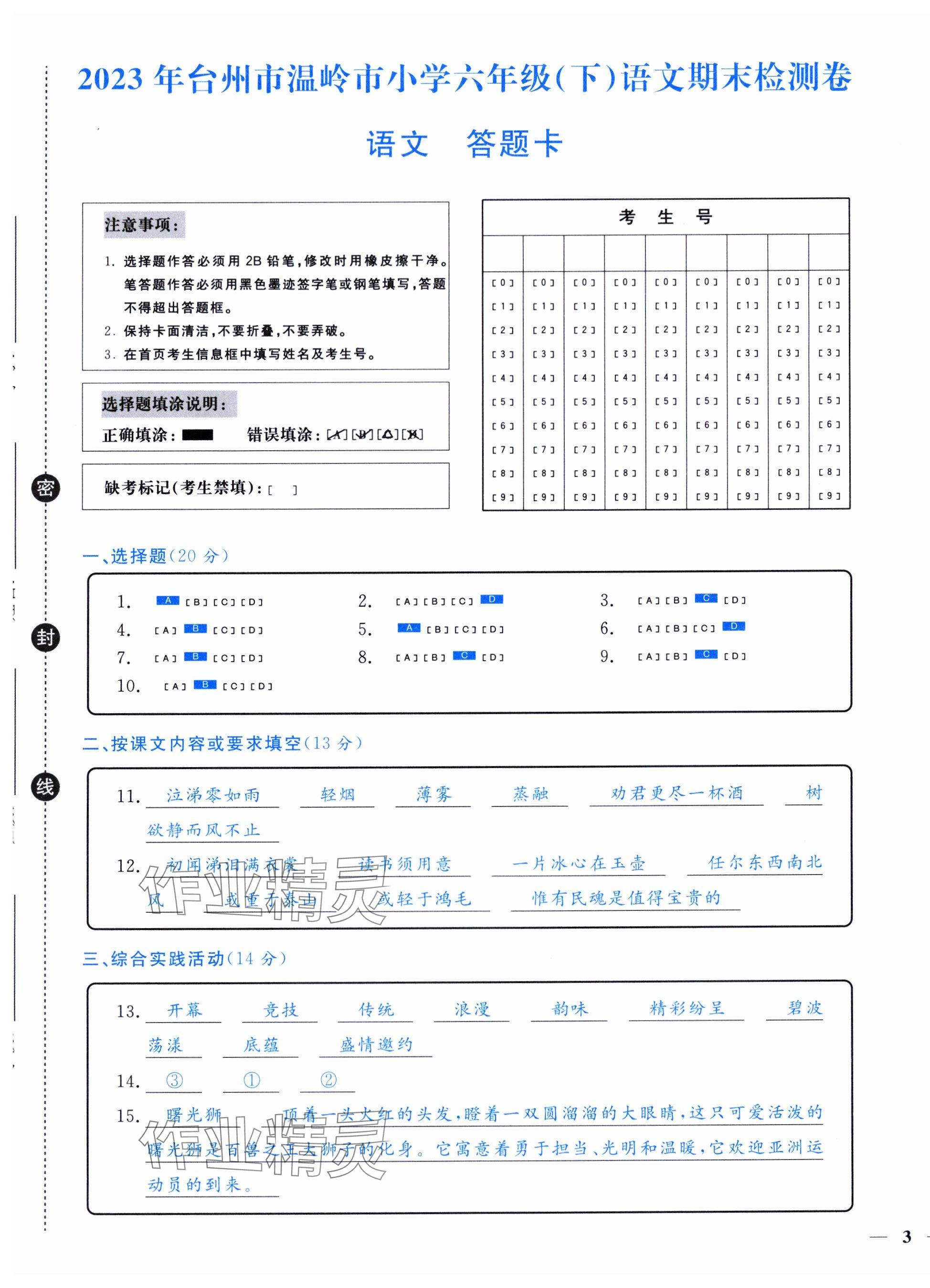 2024年小學(xué)期末加油站六年級(jí)語文下冊(cè)人教版 第3頁