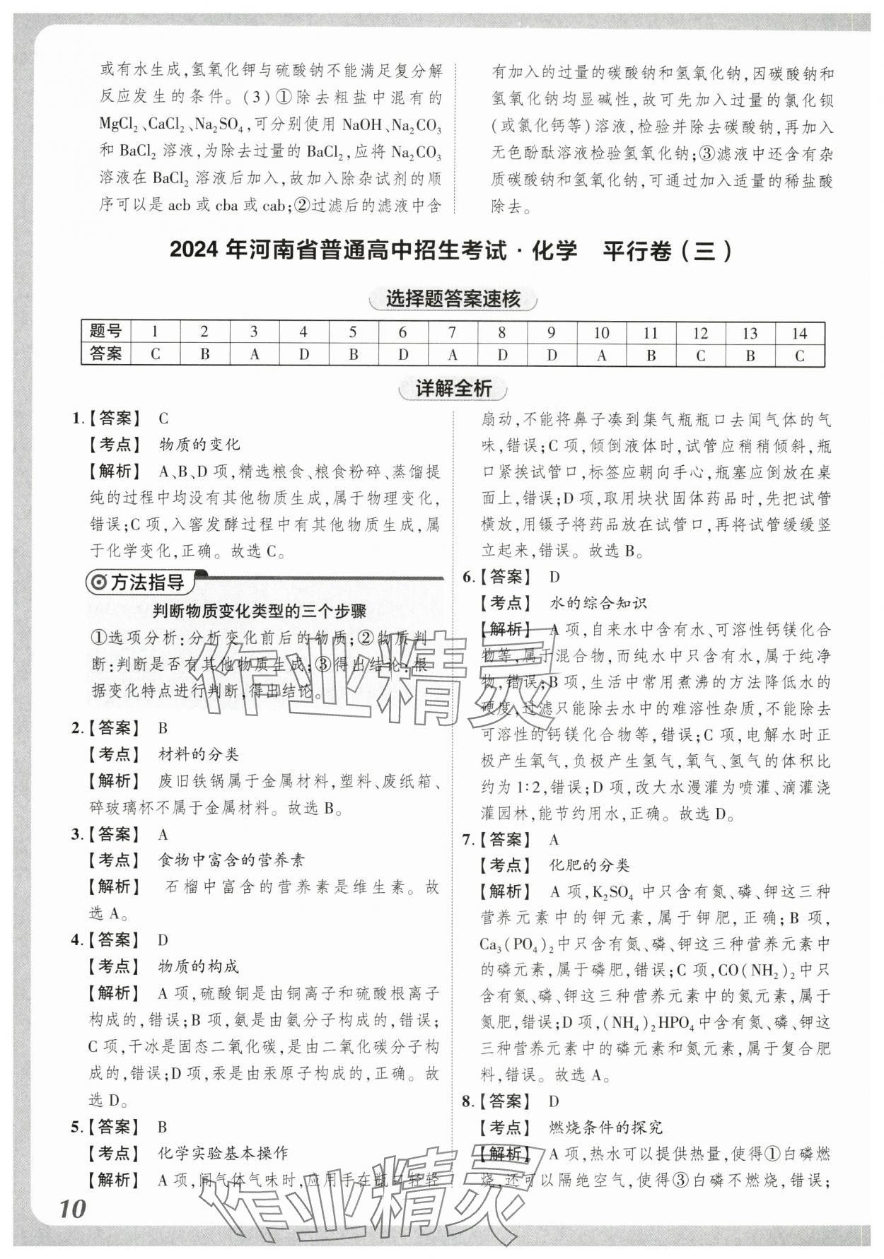 2024年原創(chuàng)仿真卷化學(xué)中考河南專版 參考答案第10頁