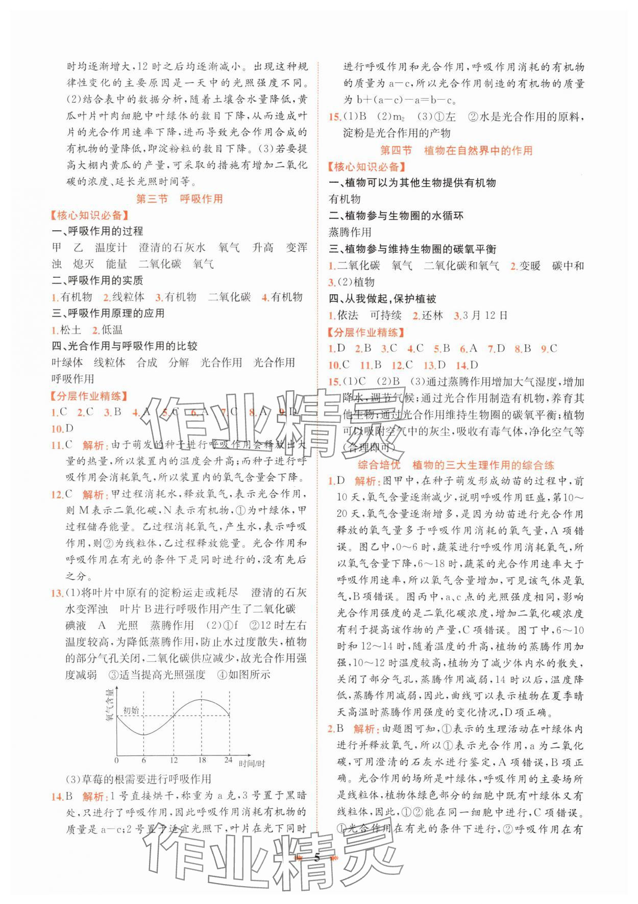 2025年智學酷提優精練七年級生物下冊人教版 參考答案第5頁
