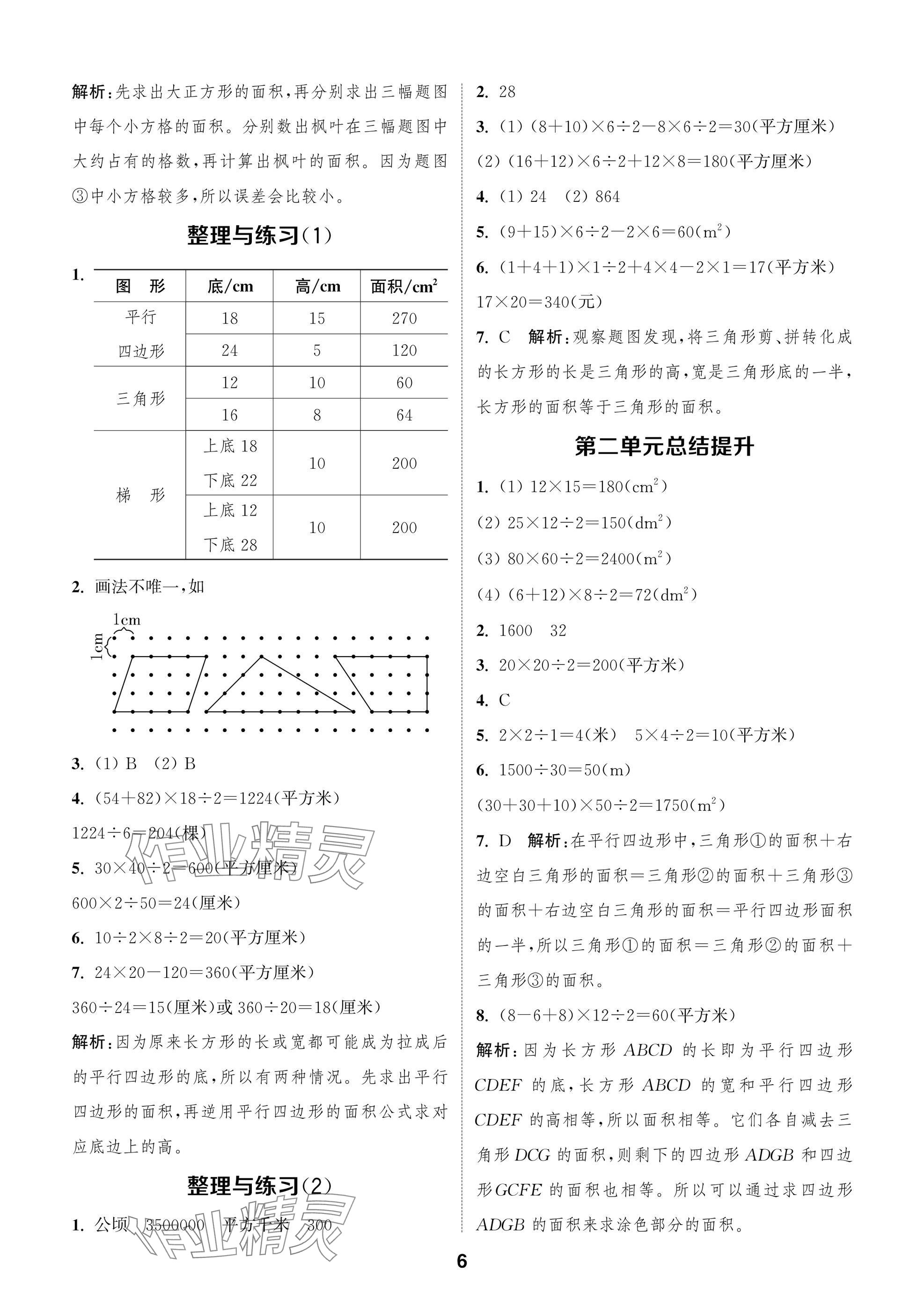 2024年課時作業(yè)本闖關(guān)練五年級數(shù)學(xué)上冊蘇教版江蘇專版 參考答案第6頁