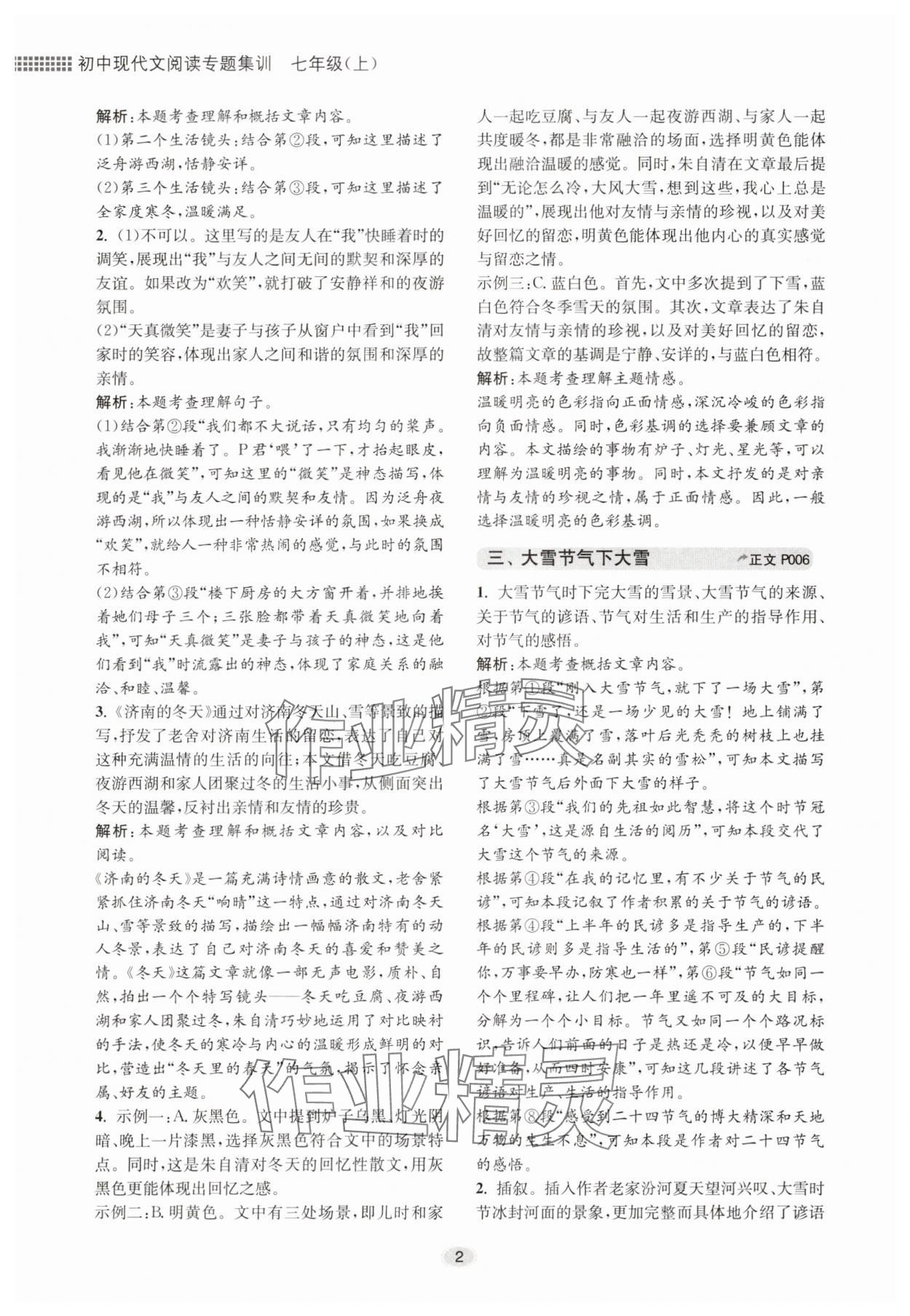 2025年初中现代文阅读专题集训七年级语文人教版 第2页