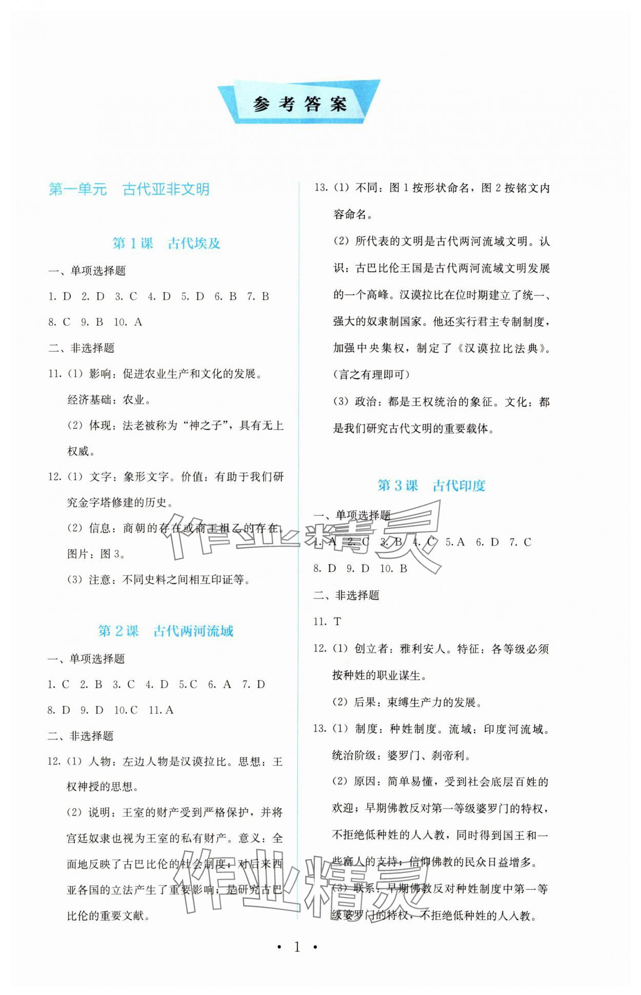 2023年人教金學(xué)典同步解析與測評九年級歷史上冊人教版 第1頁