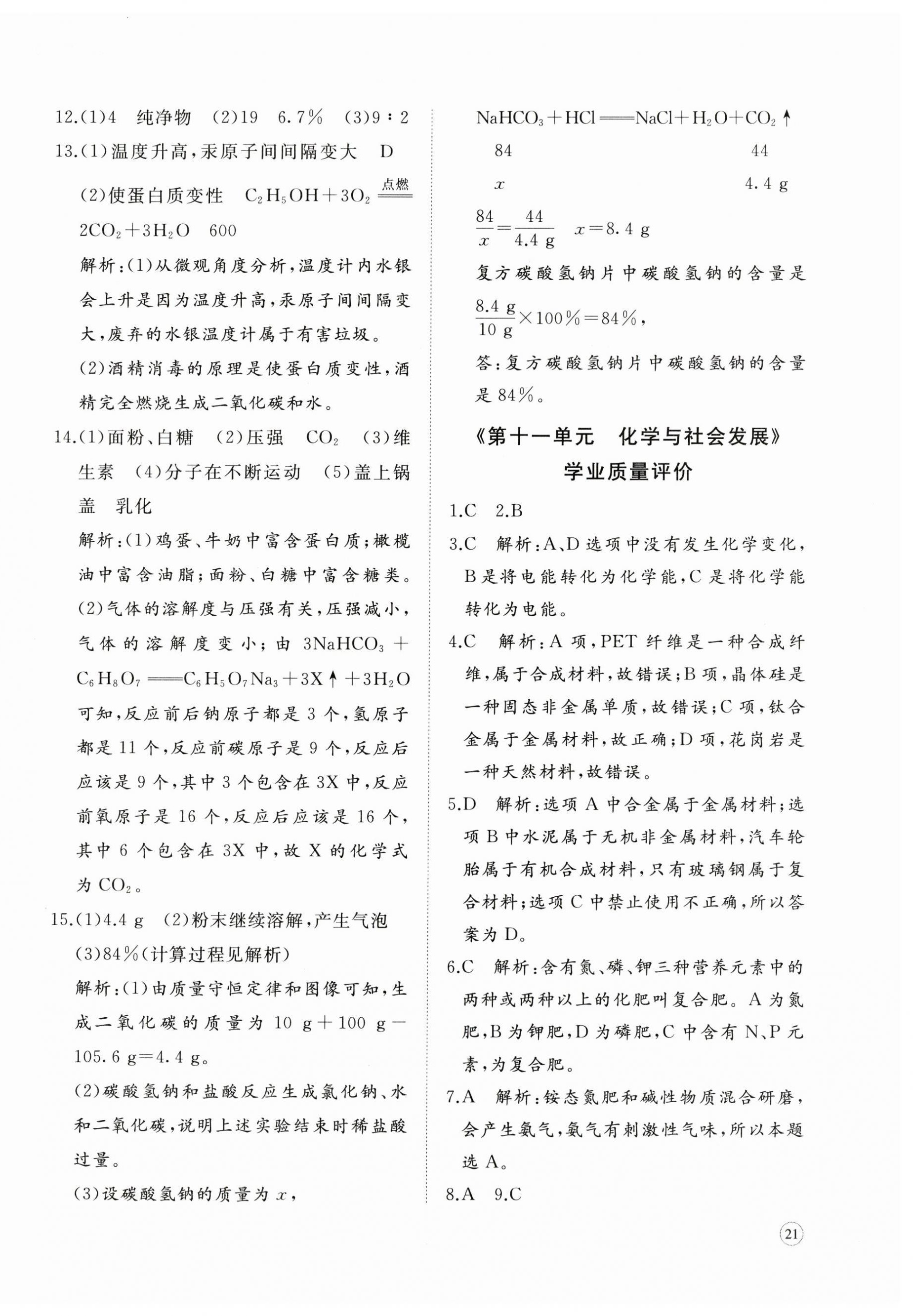 2024年精練課堂分層作業(yè)九年級(jí)化學(xué)下冊(cè)人教版 第10頁