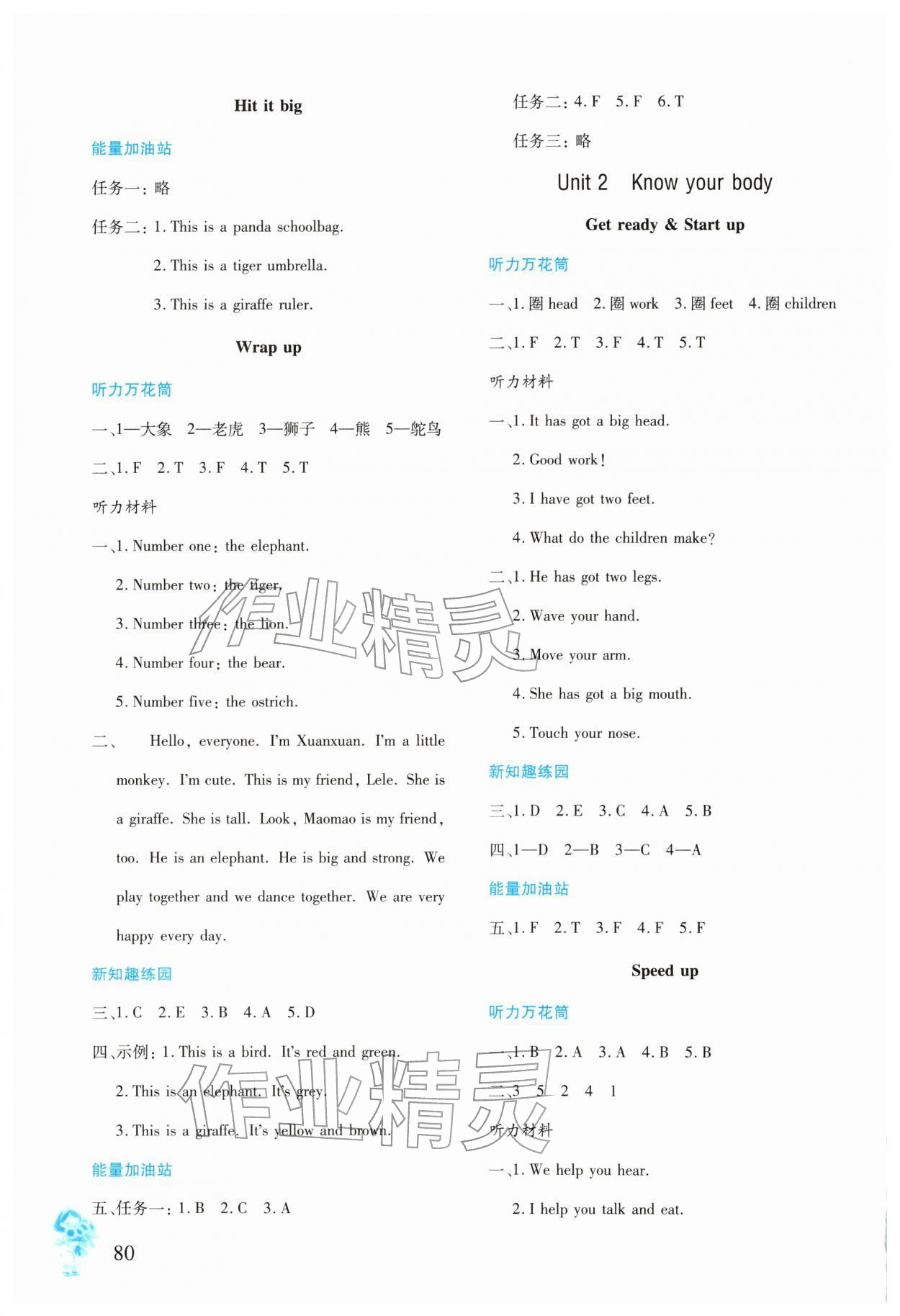 2026年同步练习册文心出版社三年级英语下册外研版&nbsp;参考答案第2页