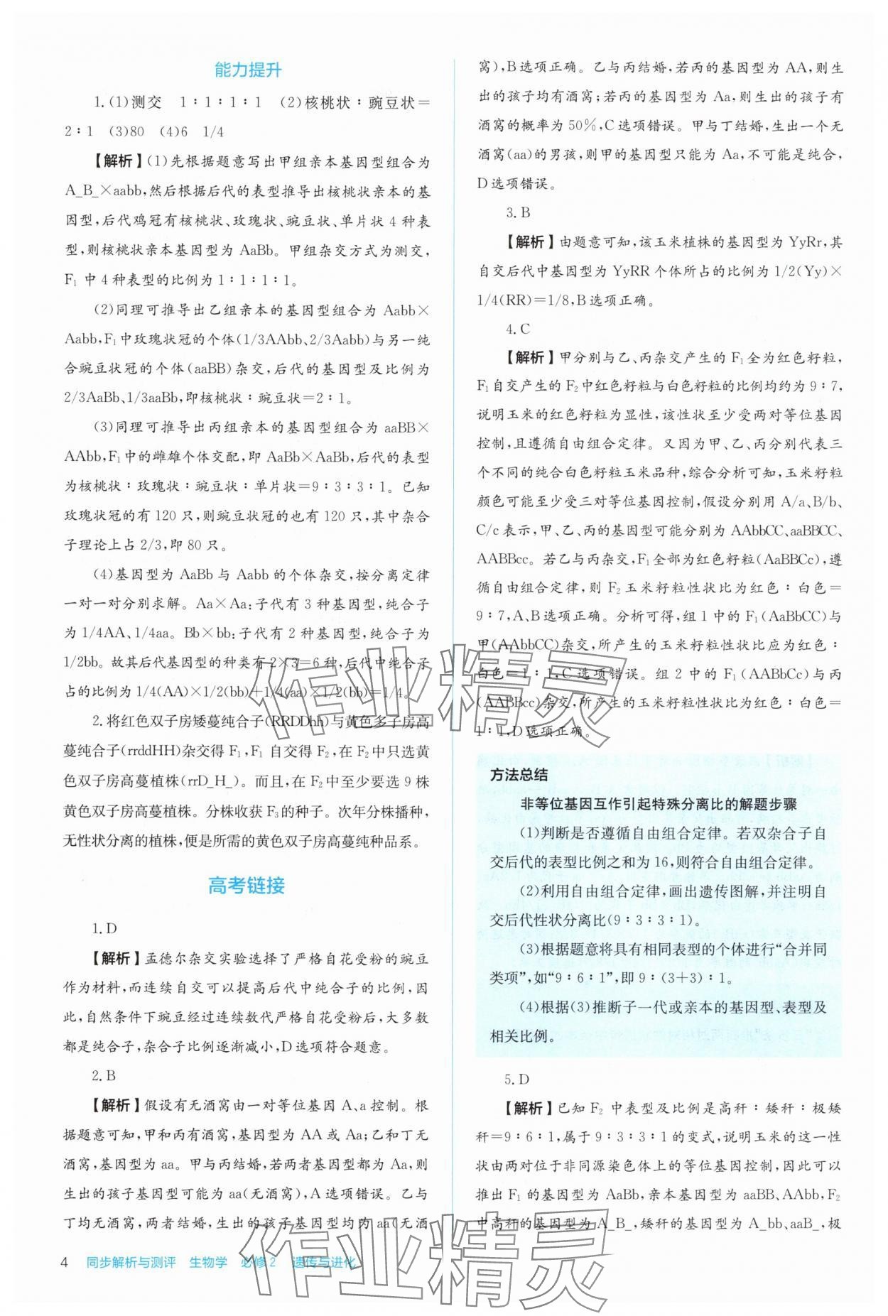 2025年人教金學典同步解析與測評高中生物必修2人教版 第4頁