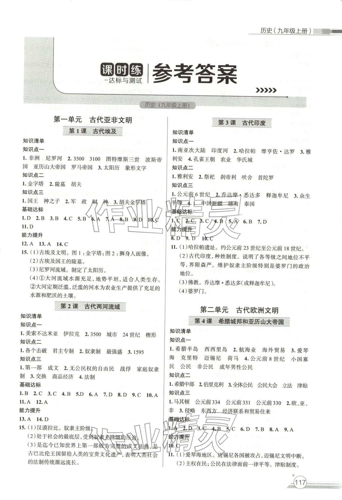 2025年课时练达标与测试九年级历史上册人教版 第1页