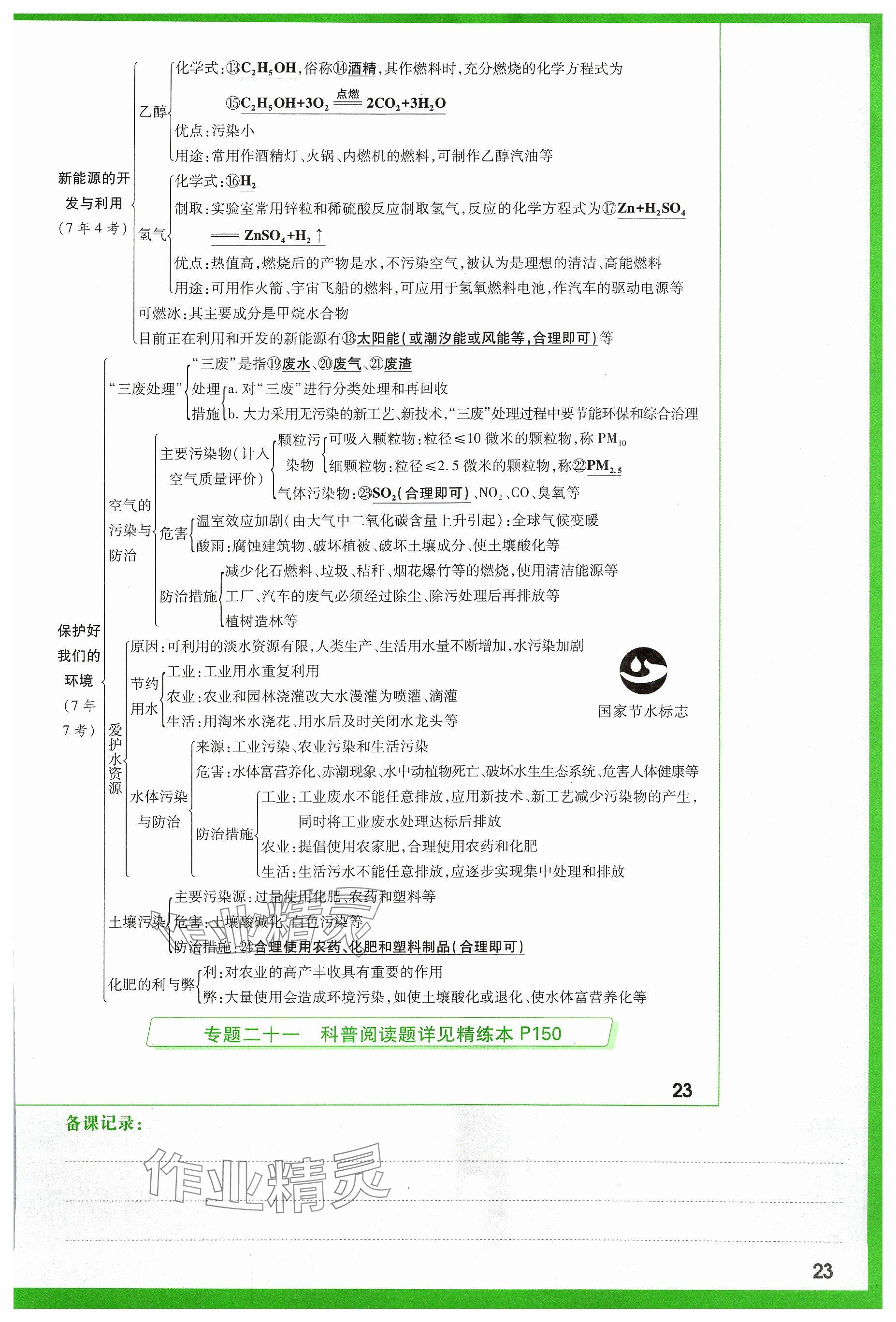 2024年万唯中考试题研究化学山西专版 参考答案第23页