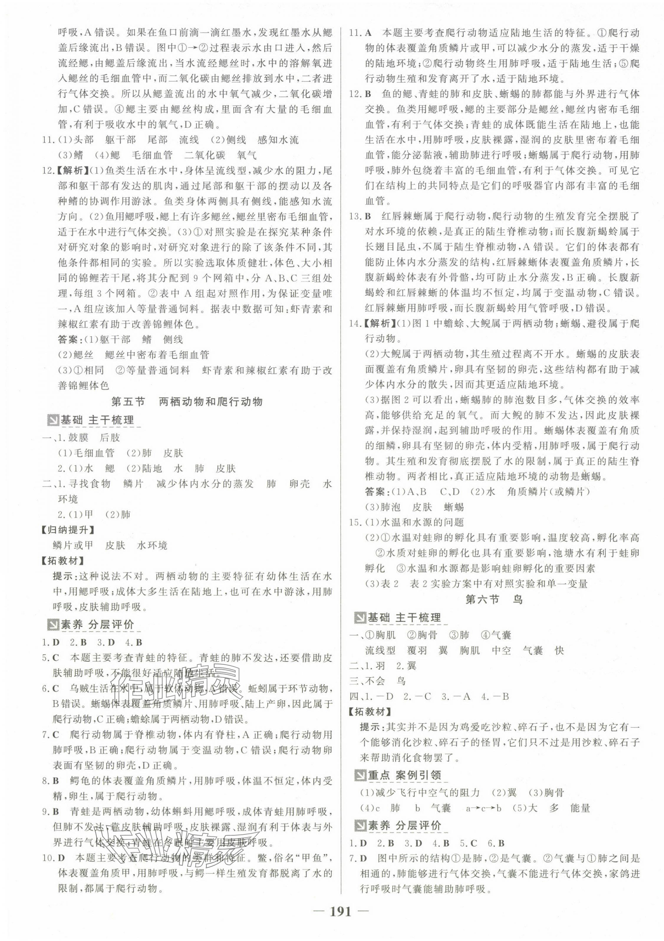 2024年世紀(jì)金榜金榜學(xué)案八年級生物全一冊人教版廣西專版 參考答案第3頁