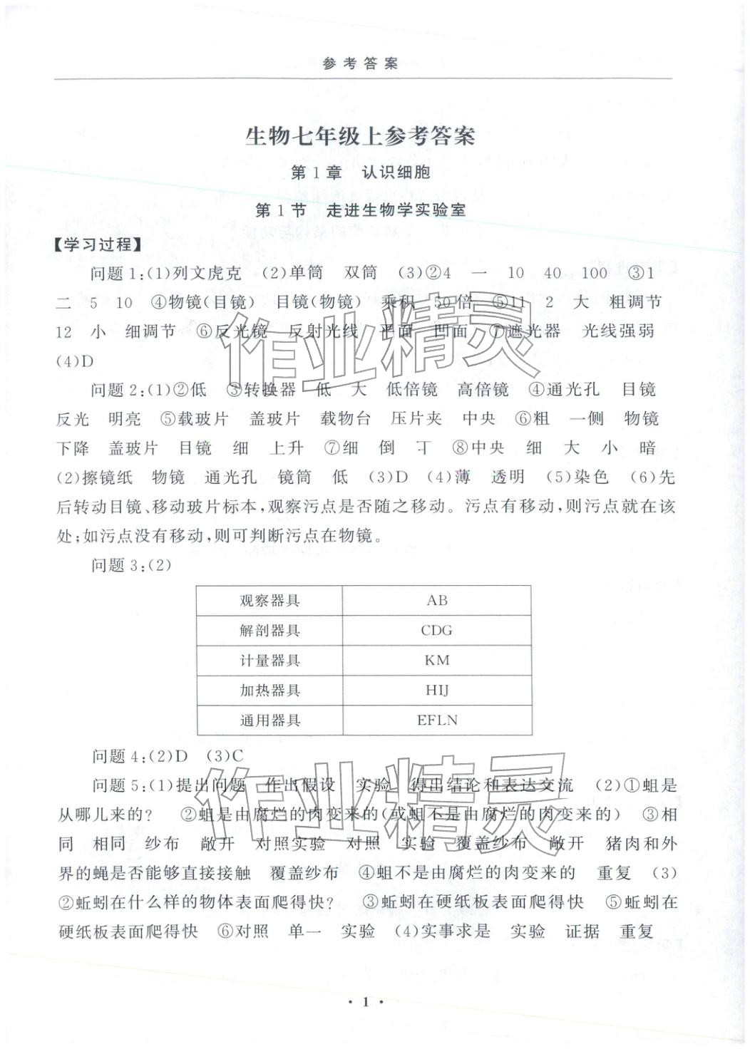 2025年初中學(xué)練案七年級(jí)生物上冊(cè) 第1頁(yè)