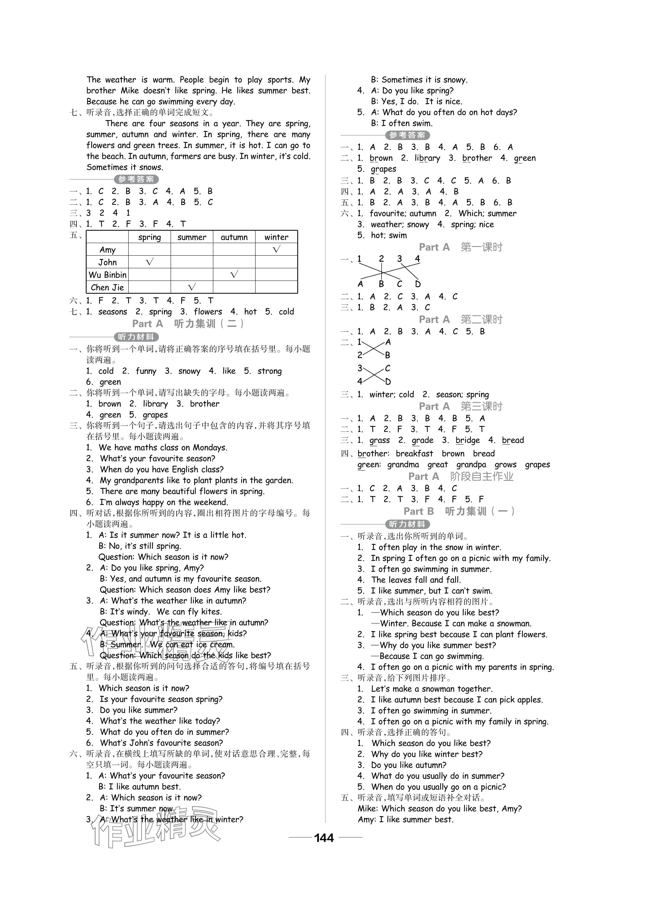 2024年新思維伴你學單元達標測試卷五年級英語下冊人教版 參考答案第4頁