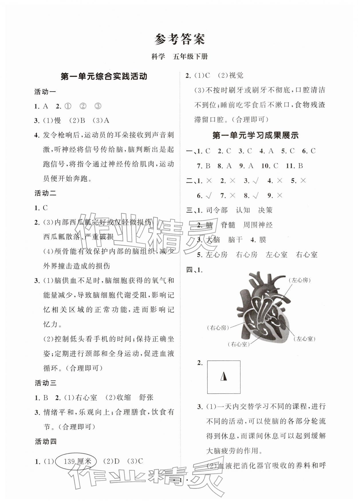 2026年同步练习册分层指导五年级科学下册青岛版&nbsp;第1页