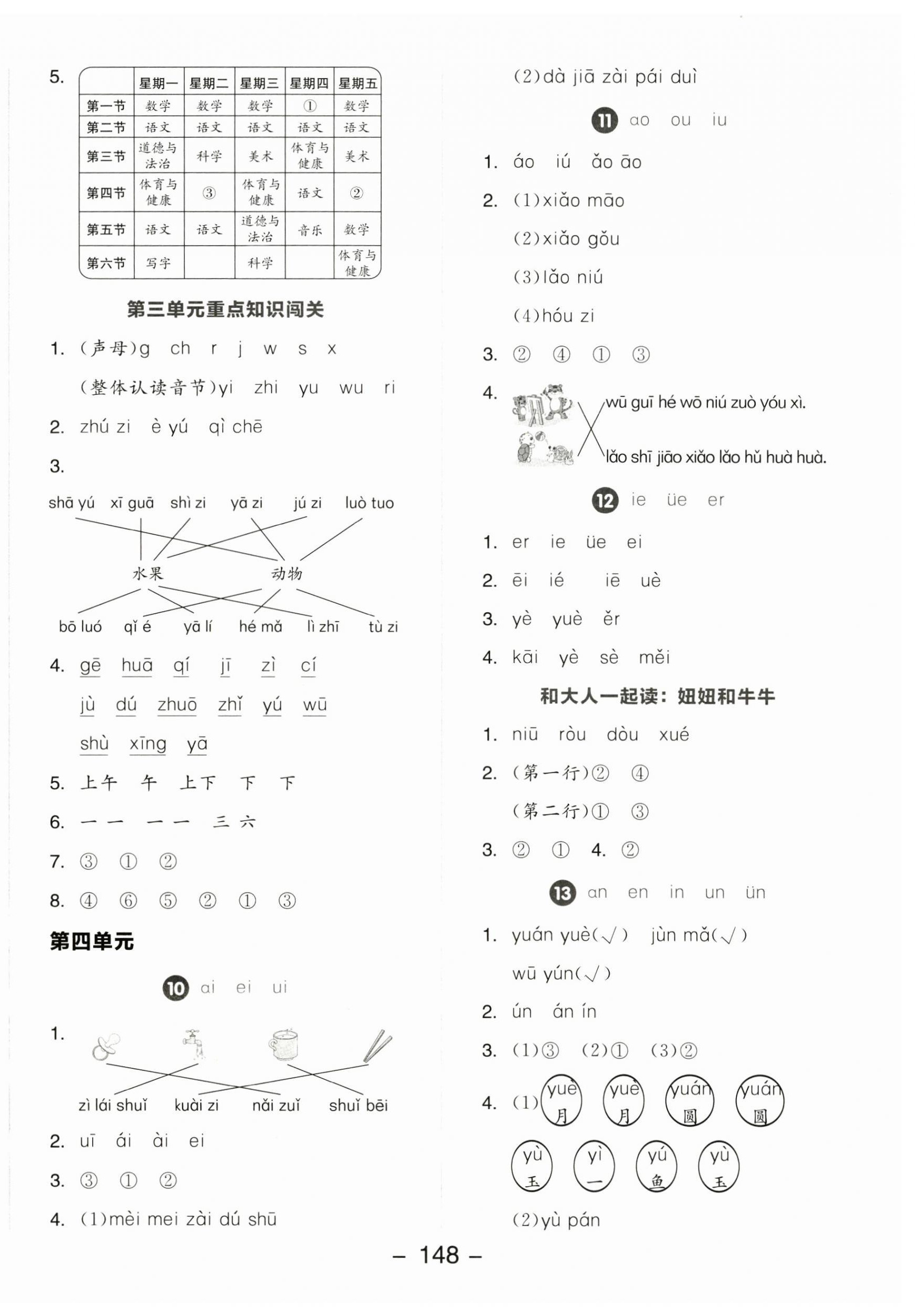 2024年全品學(xué)練考一年級語文上冊人教版 參考答案第4頁