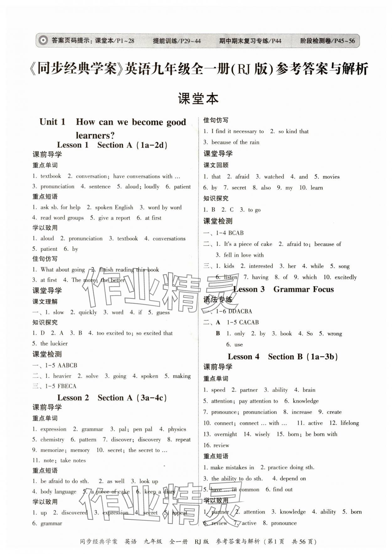 2024年同步經(jīng)典學(xué)案九年級英語全一冊人教版 第1頁