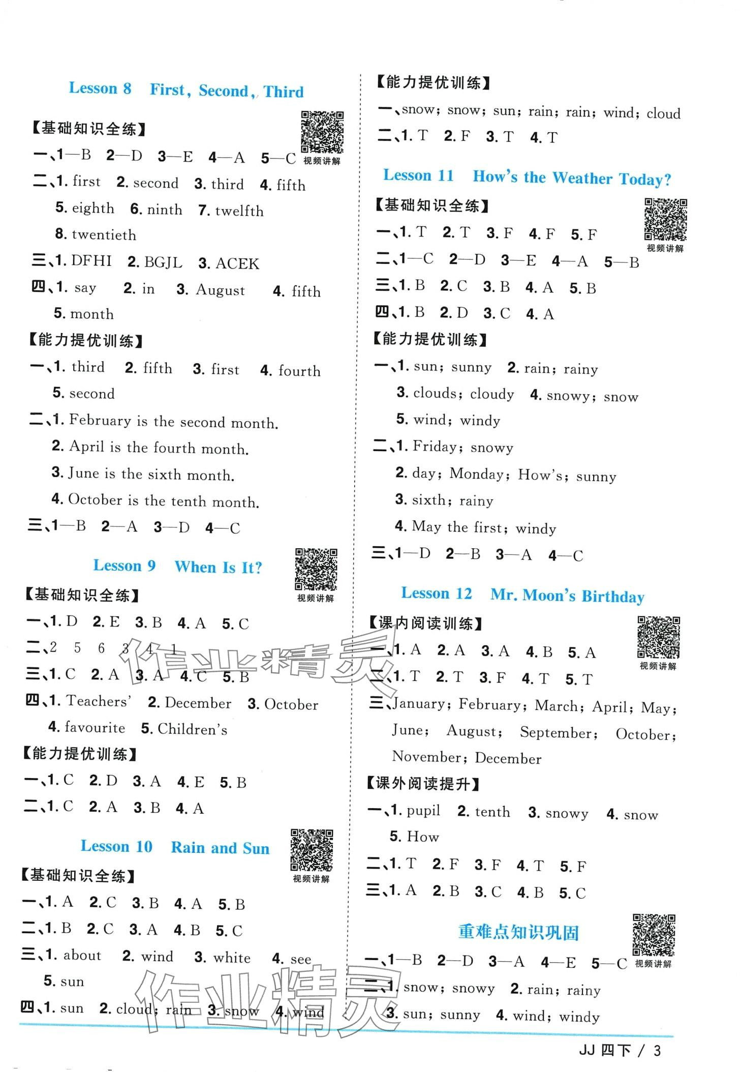 2024年陽光同學(xué)課時優(yōu)化作業(yè)四年級英語下冊冀教版 第3頁