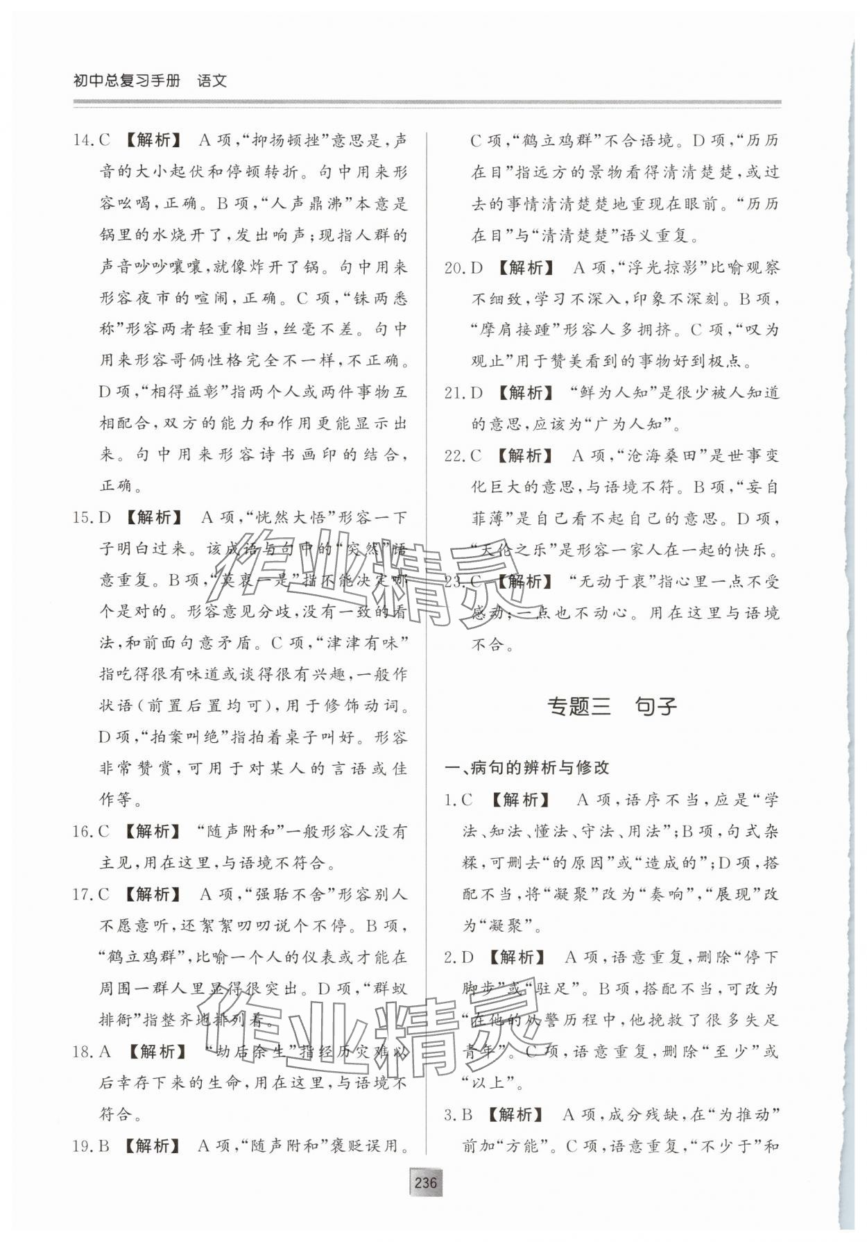 2025年初中总复习手册明天出版社语文&nbsp;第4页