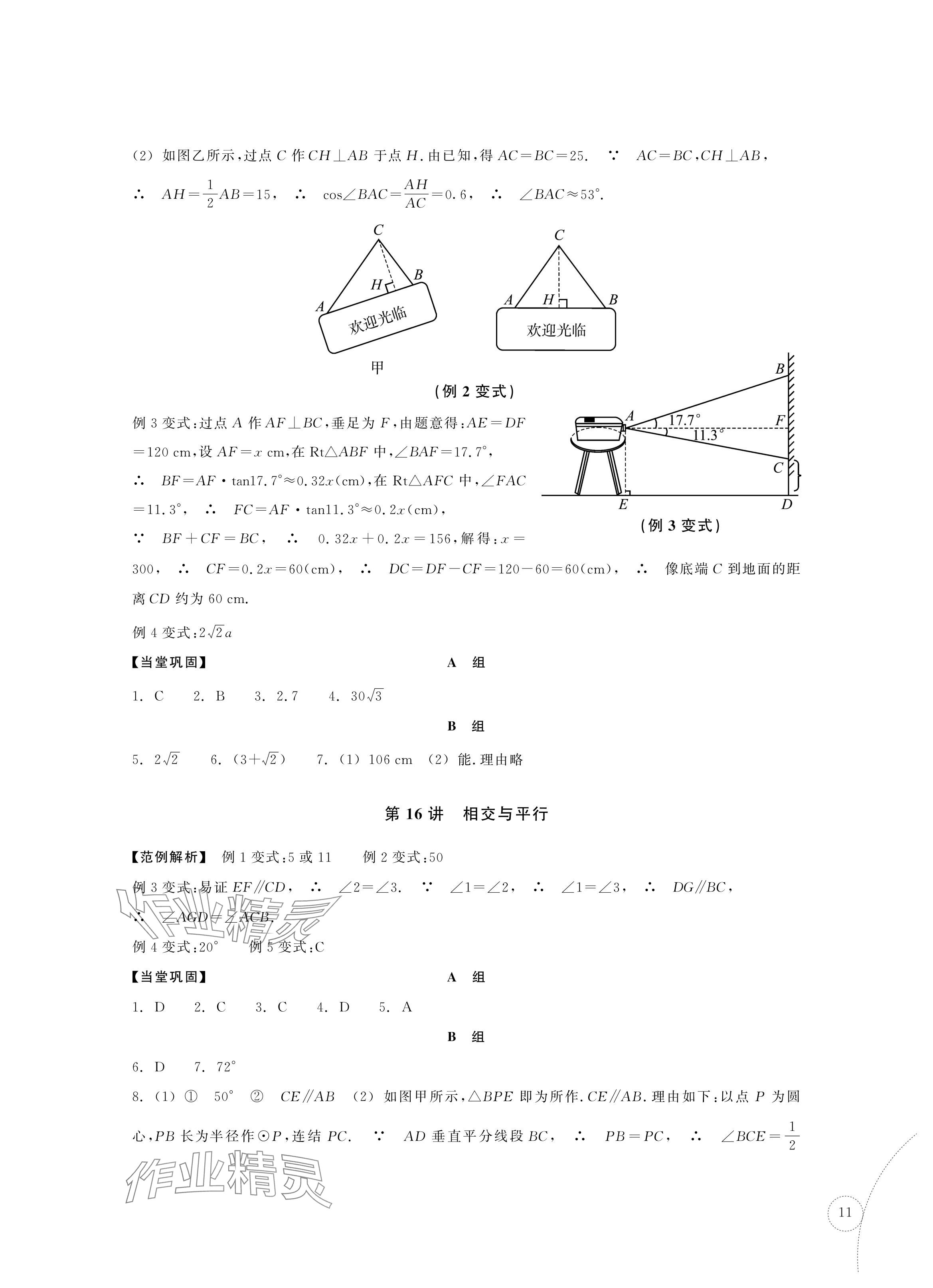 2024年單元學習指導與練習復習資源中考數學 參考答案第11頁