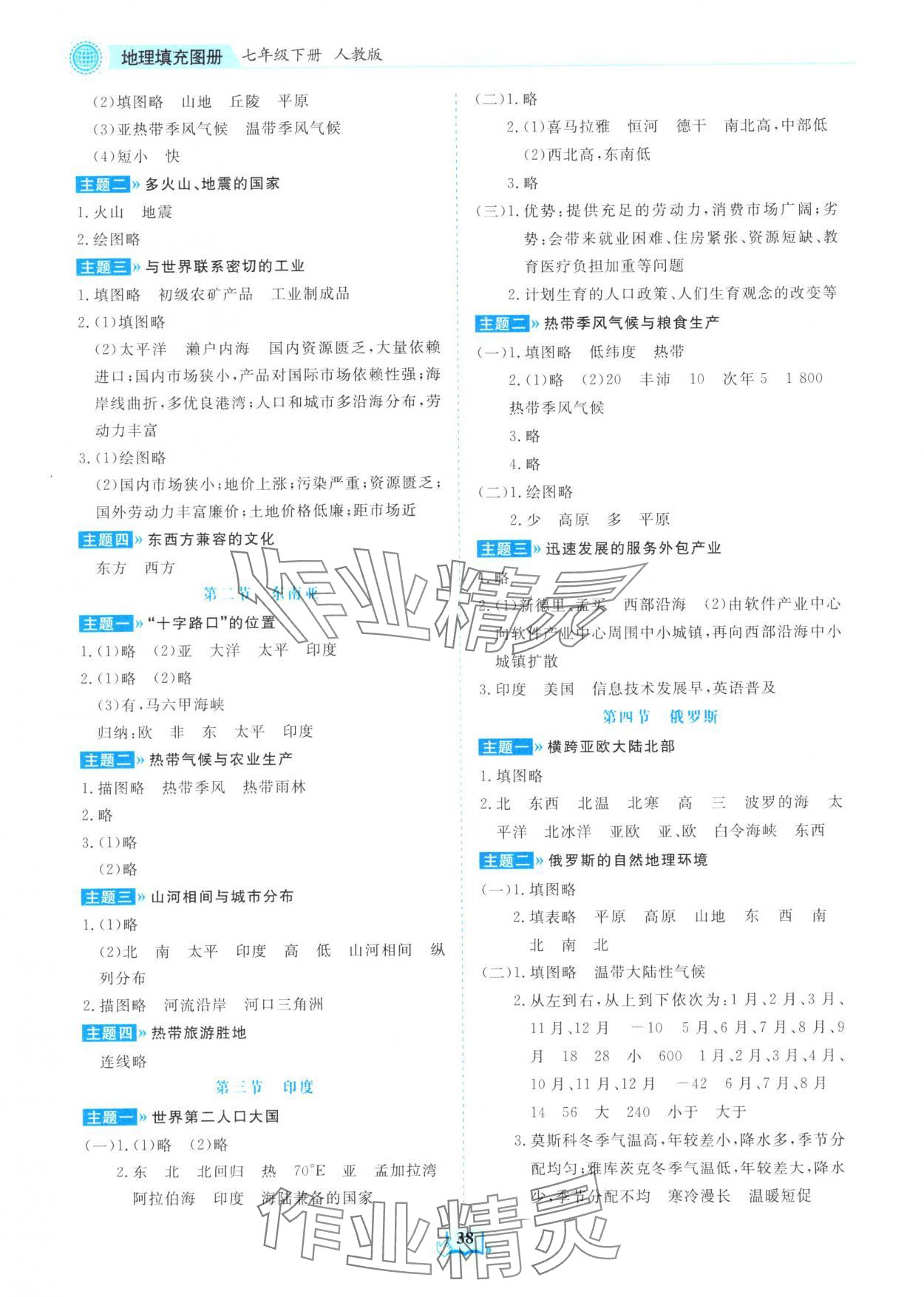 2024年填充图册山东科学技术出版社七年级地理下册人教版 第2页