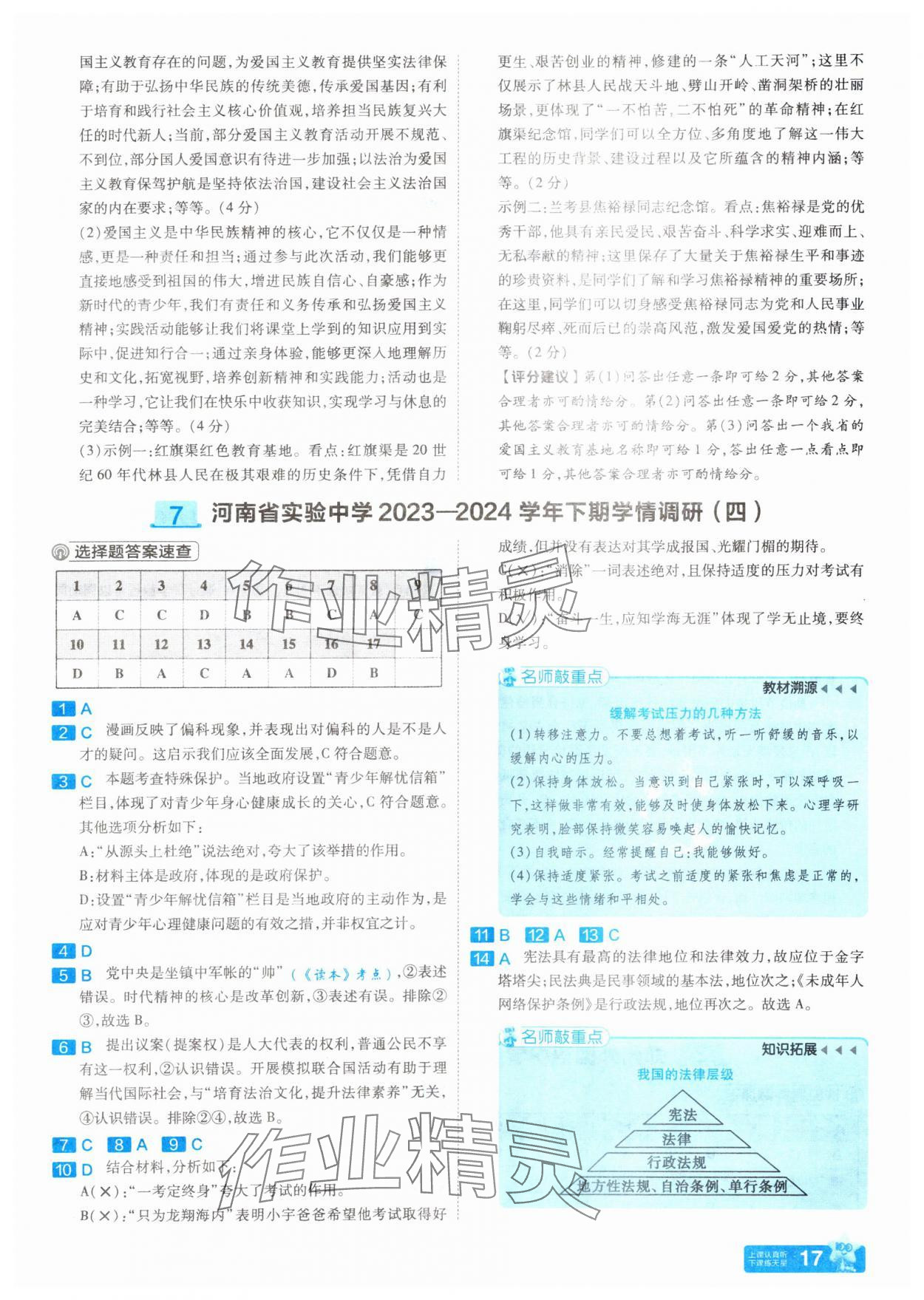 2025年金考卷45套匯編道德與法治河南專版 參考答案第17頁(yè)