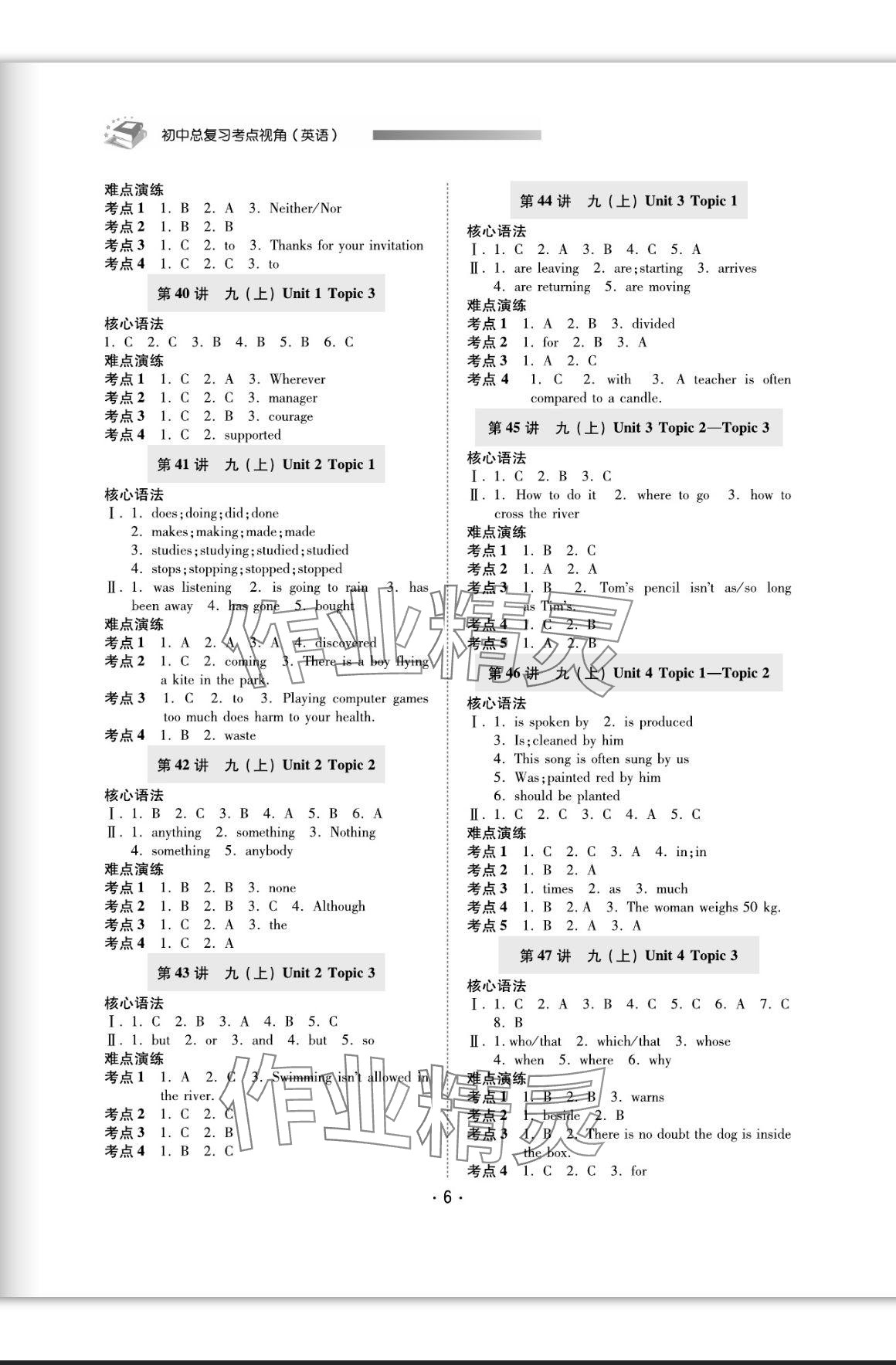 2024年初中總復習考點視角英語 參考答案第6頁