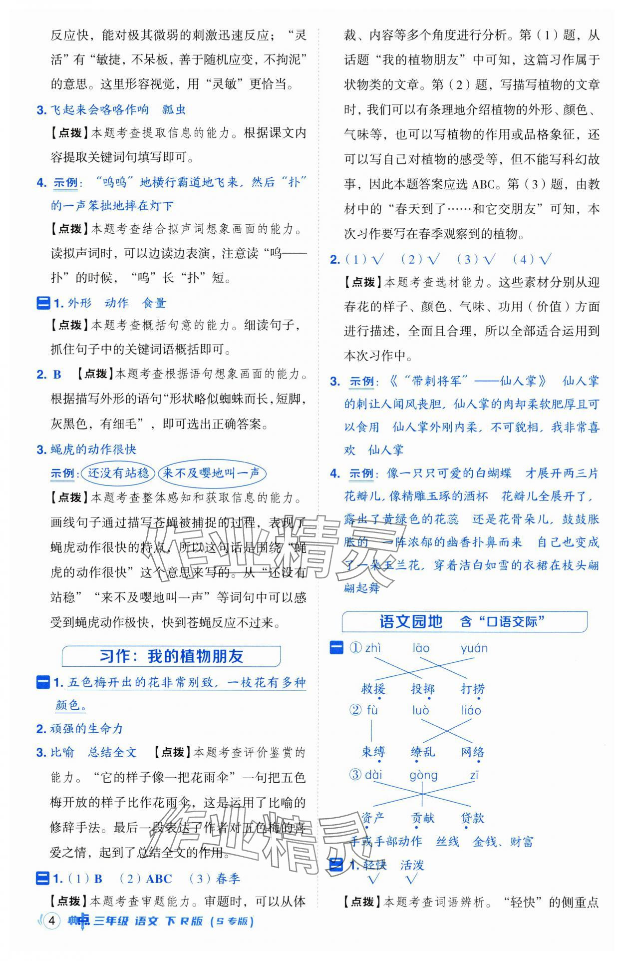 2025年综合应用创新题典中点三年级语文下册人教版江苏专版 第4页