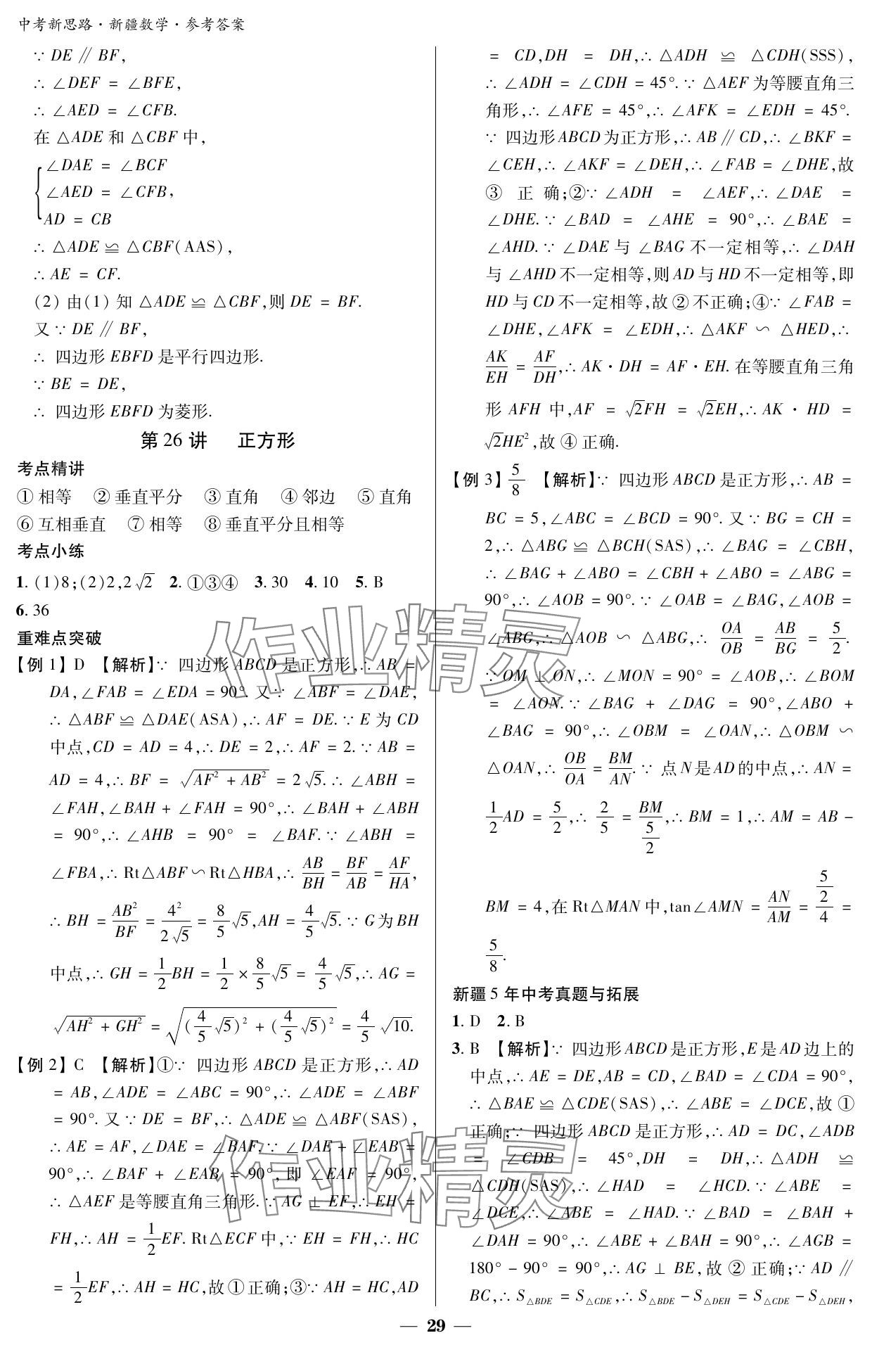 2024年中考新思路數(shù)學新疆專版 參考答案第29頁