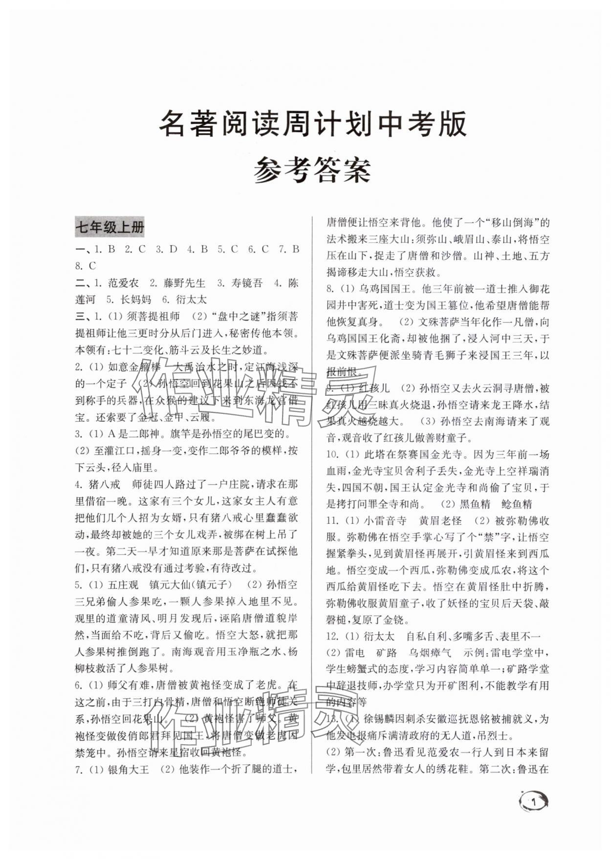 2024年名著閱讀周計劃語文中考版 第1頁