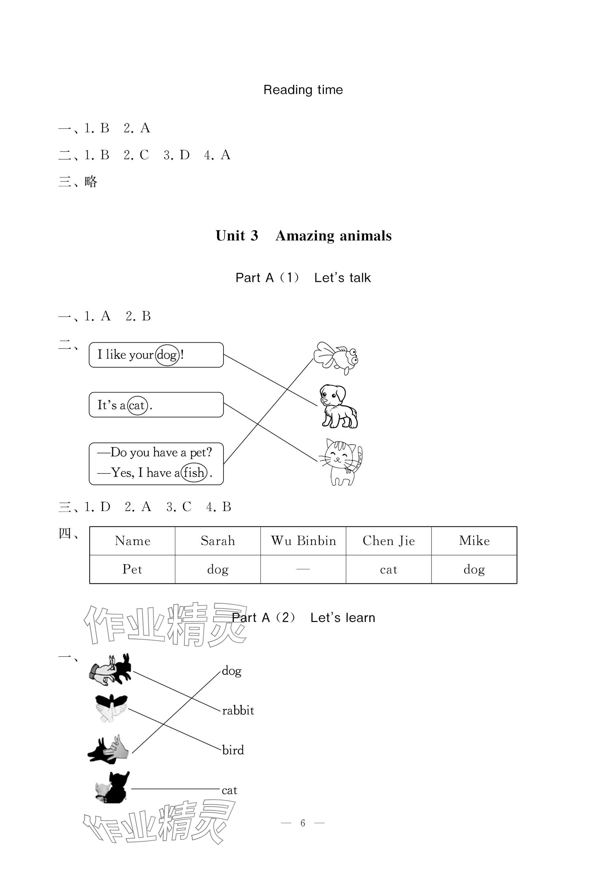 2025年新課堂同步學習與探究三年級英語上冊人教版棗莊專版 參考答案第6頁