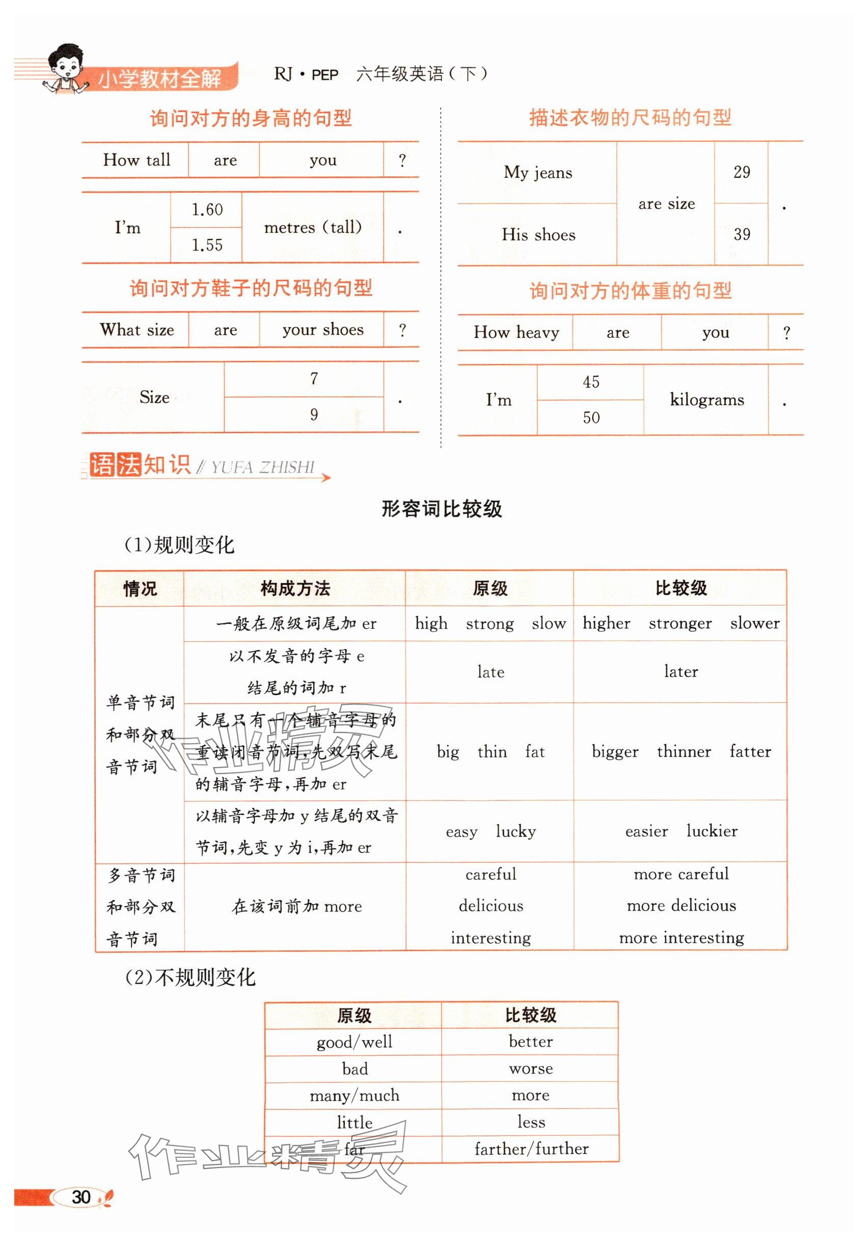 2025年教材課本六年級英語下冊人教版 參考答案第30頁