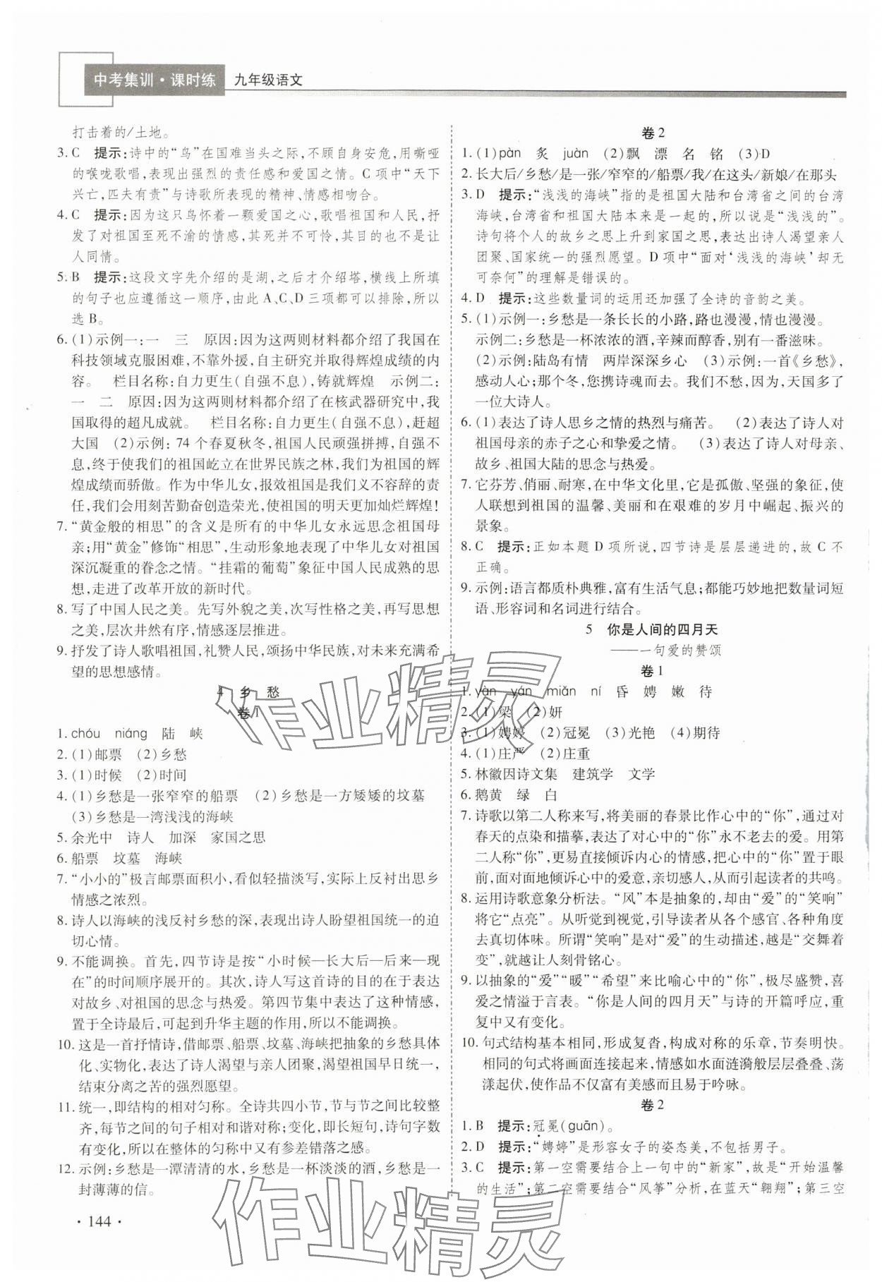 2023年中考集訓(xùn)課時練九年級語文全一冊人教版 第2頁