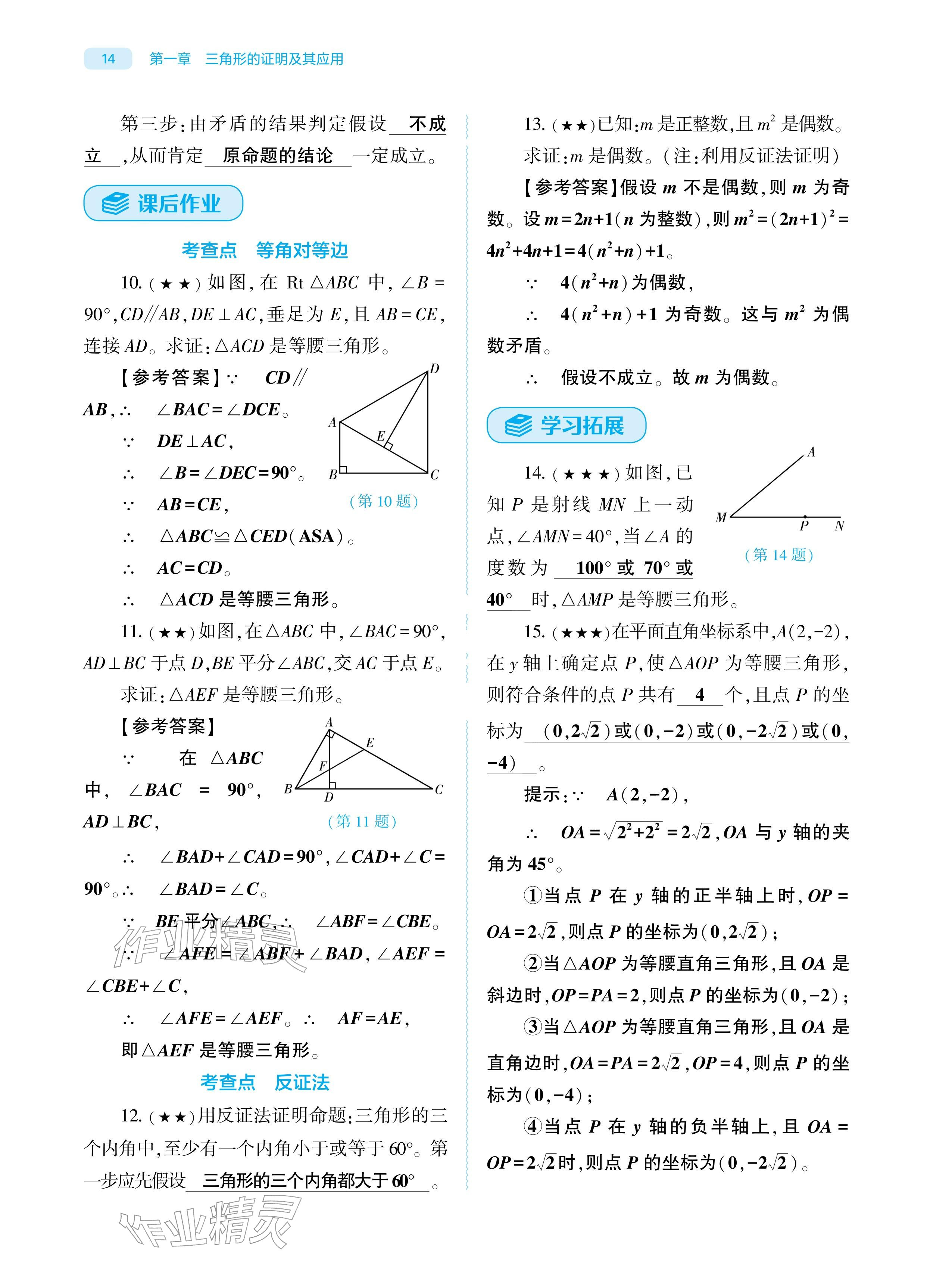 2026年基础训练大象出版社八年级数学下册北师大版&nbsp;参考答案第14页