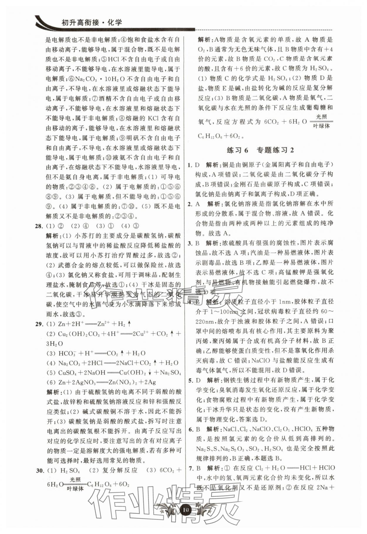 2025年效率暑假江苏人民出版社九年级化学沪教版 参考答案第10页