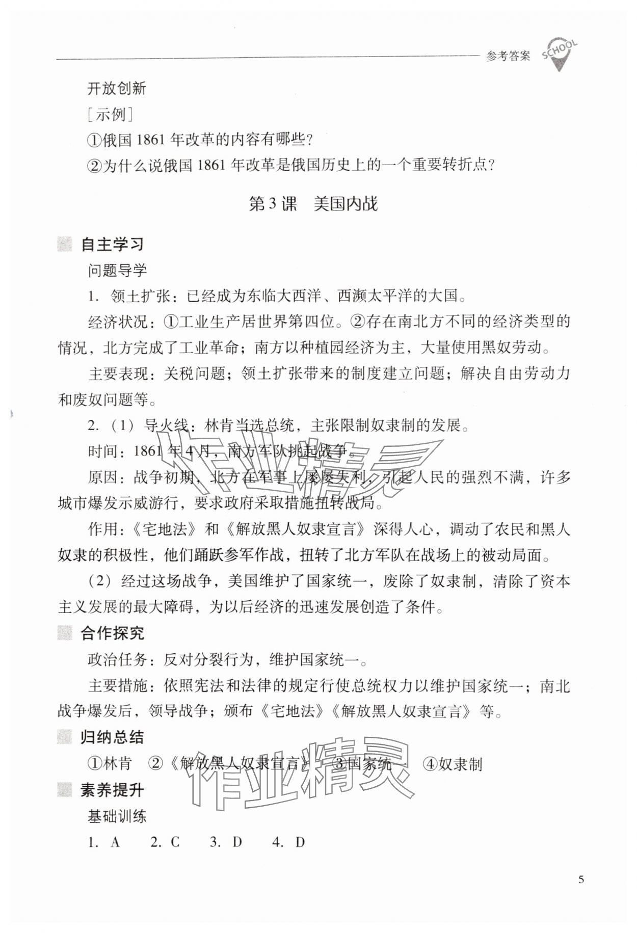 2025年新課程問題解決導學方案九年級歷史下冊人教版 第5頁