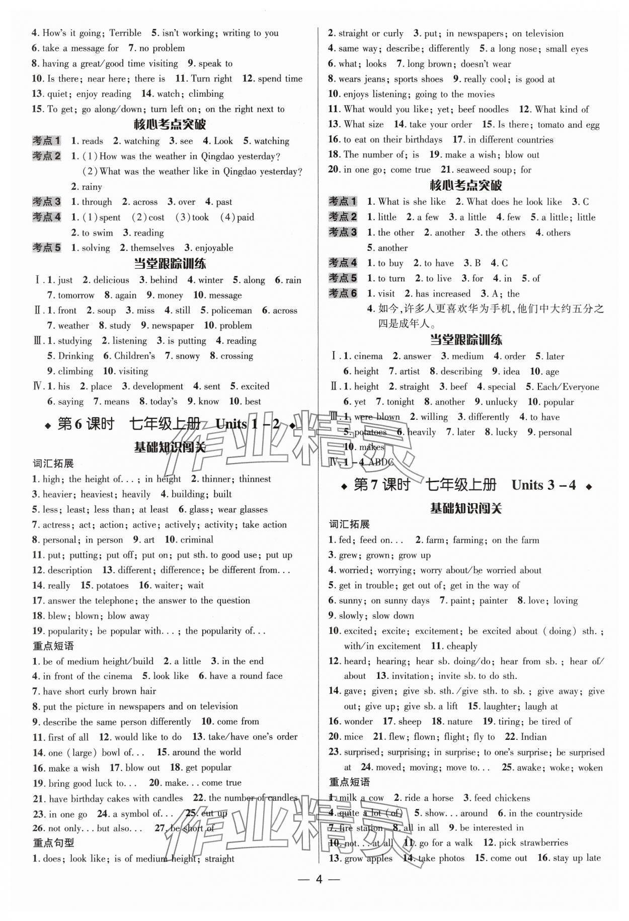 2024年中考對策英語魯教版泰安專版 參考答案第4頁