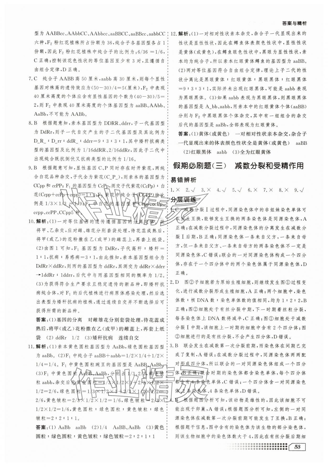 2025年暑假刷題計(jì)劃高一生物學(xué)人教版 第3頁