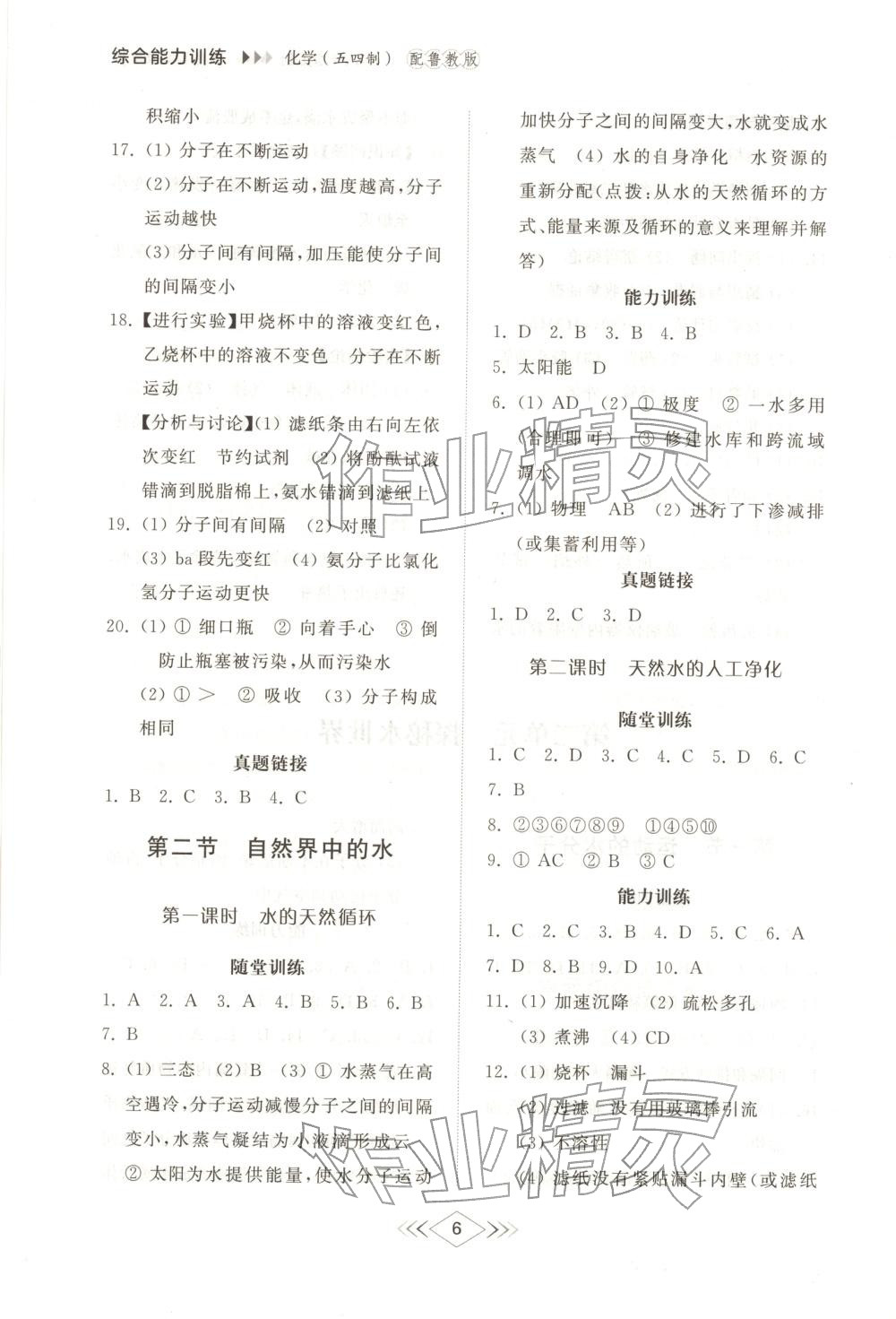 2025年综合能力训练八年级化学上册鲁教版 第4页