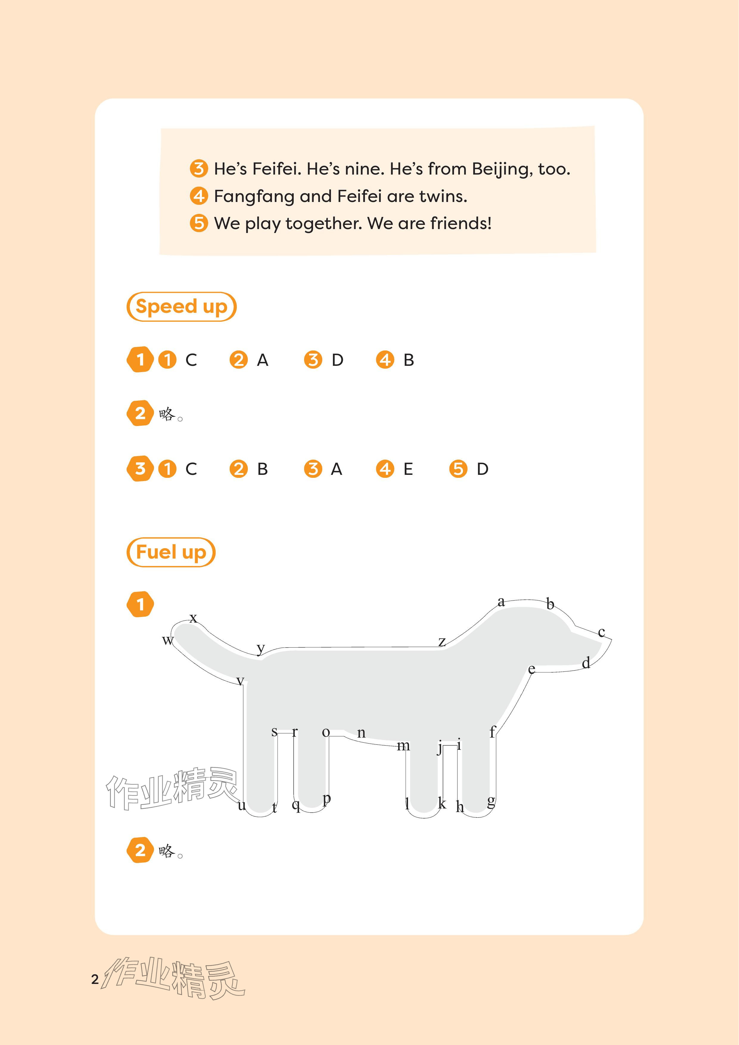 2025年同步练习册外语教学与研究出版社三年级英语上册外研版 参考答案第2页