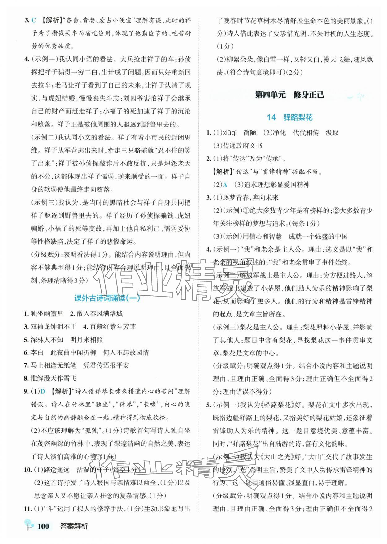 2025年初中學(xué)霸創(chuàng)新題七年級(jí)語(yǔ)文下冊(cè)人教版 參考答案第10頁(yè)