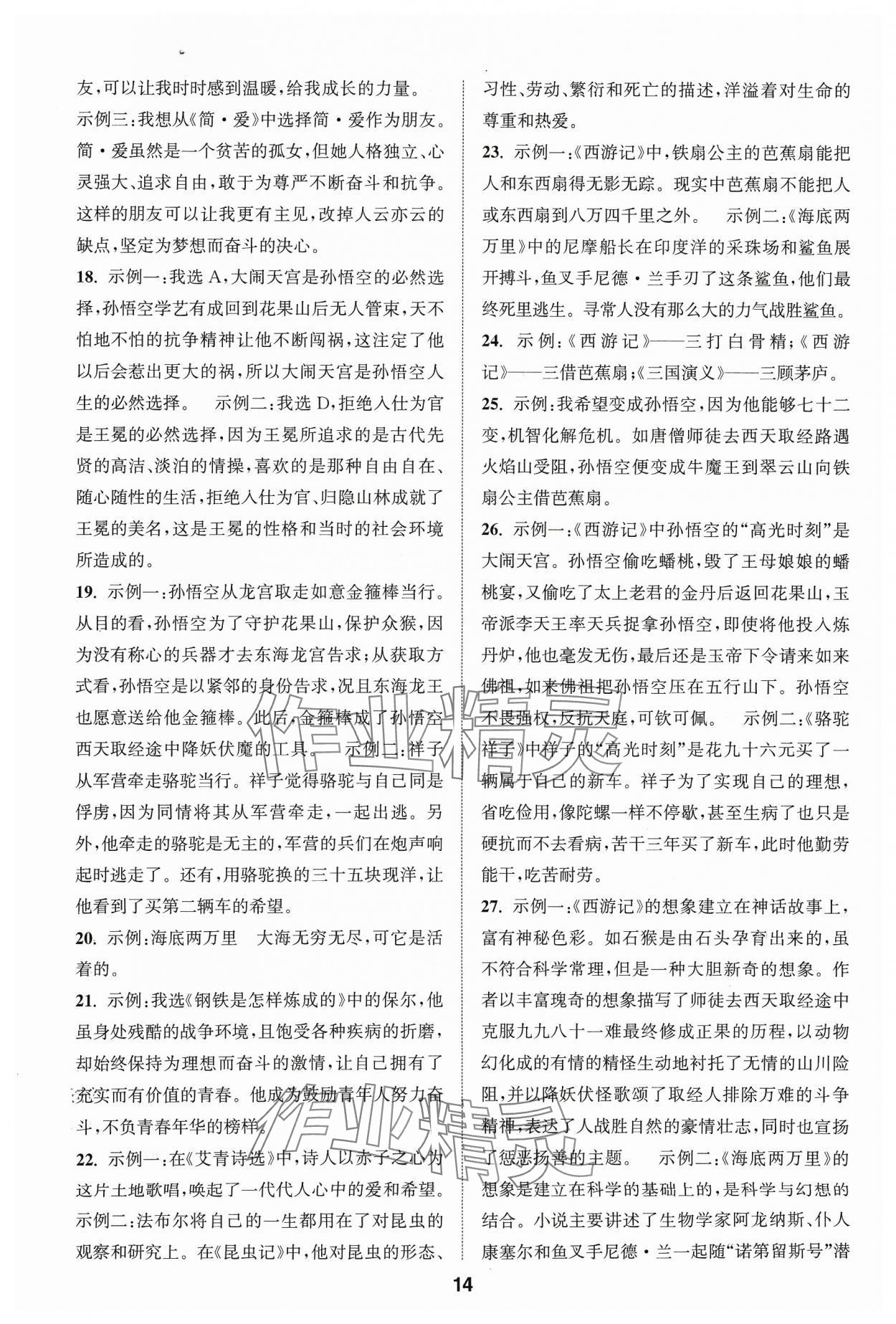 2024年通城學(xué)典全國中考試題分類精粹語文 參考答案第14頁