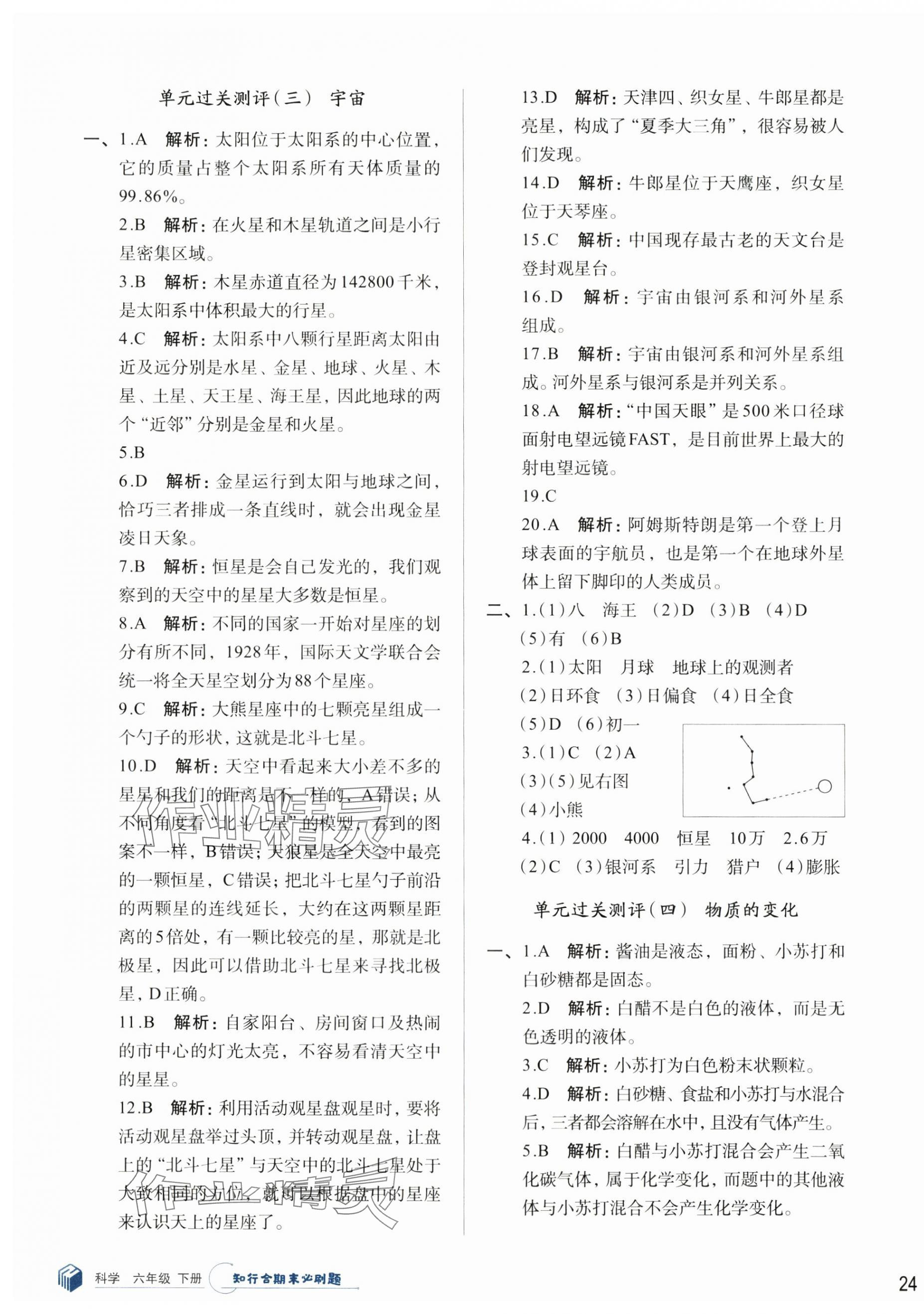 2024年知行合期末必刷題六年級科學(xué)下冊教科版 第3頁