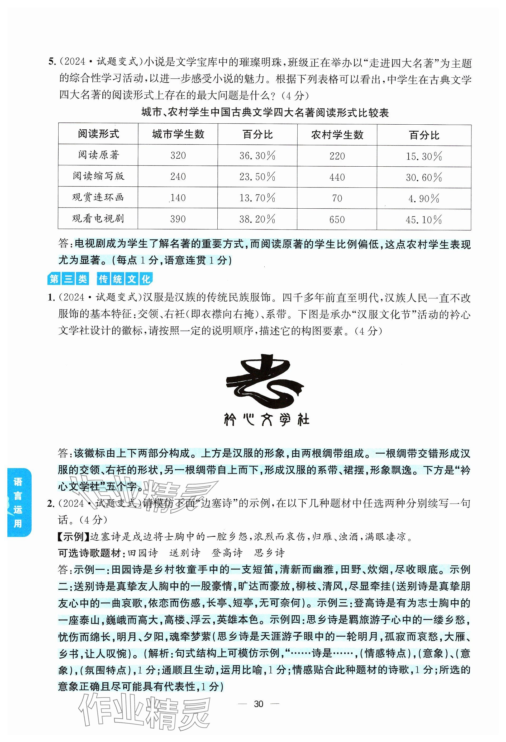 2024年學程先鋒中考總復習語文 參考答案第30頁